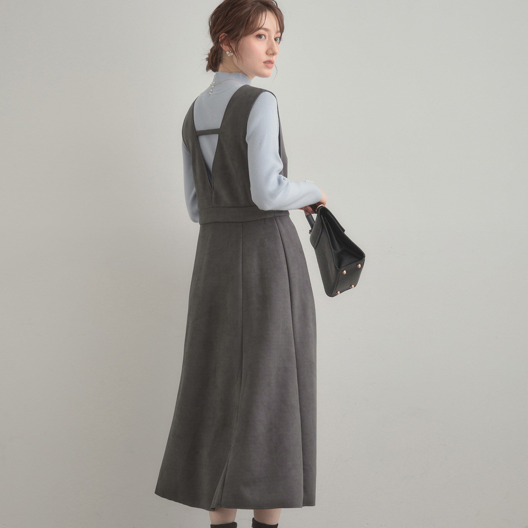 Couture broach「【S-LL/通勤】ビット付き スエード調ダンボールジャンスカ」|ワンピース|