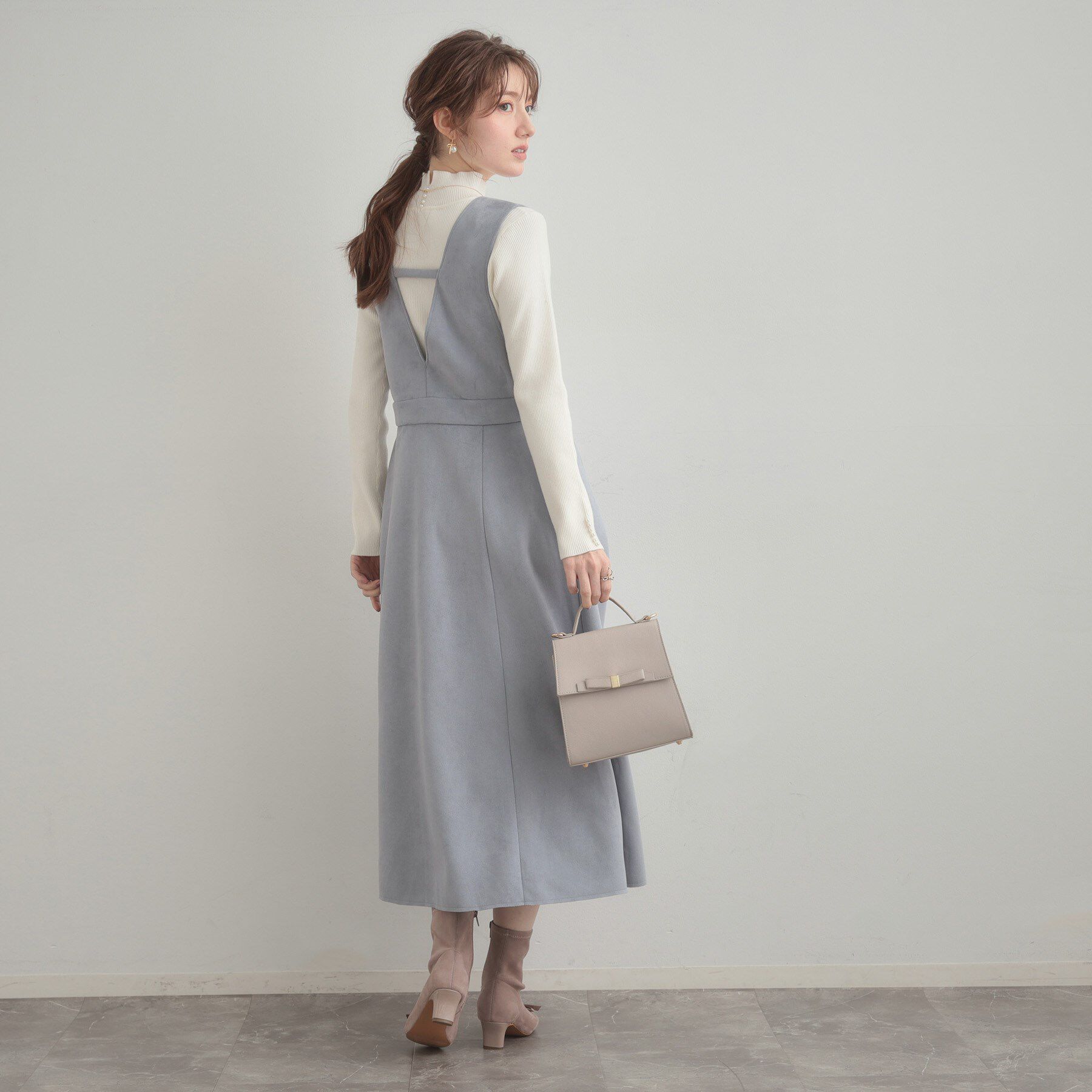 Couture broach「【S-LL/通勤】ビット付き スエード調ダンボールジャンスカ」|ワンピース|