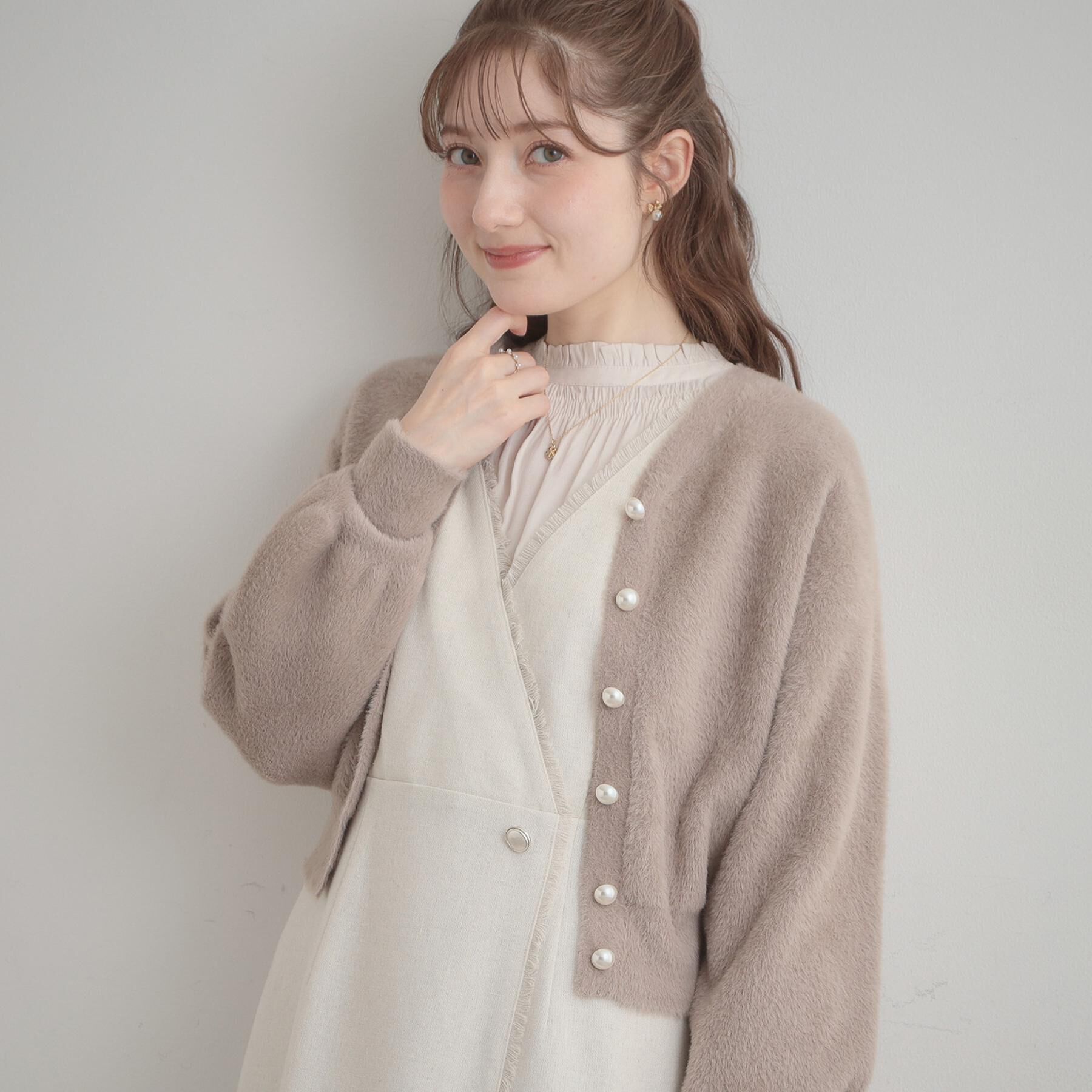 Couture broach「【前後2WAY】Springフェザーカーデトップス」|カーディガン|