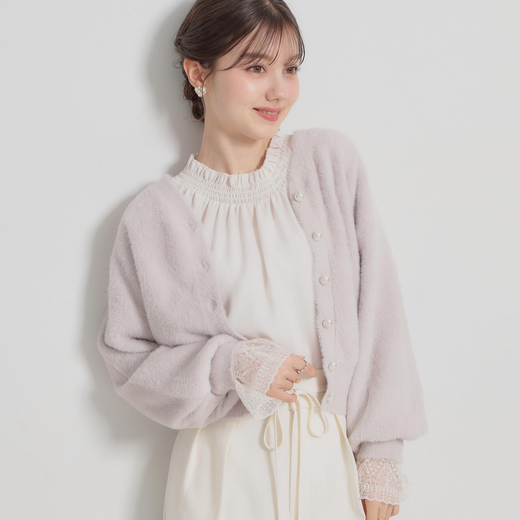 Couture broach「【前後2WAY】Springフェザーカーデトップス」|カーディガン|