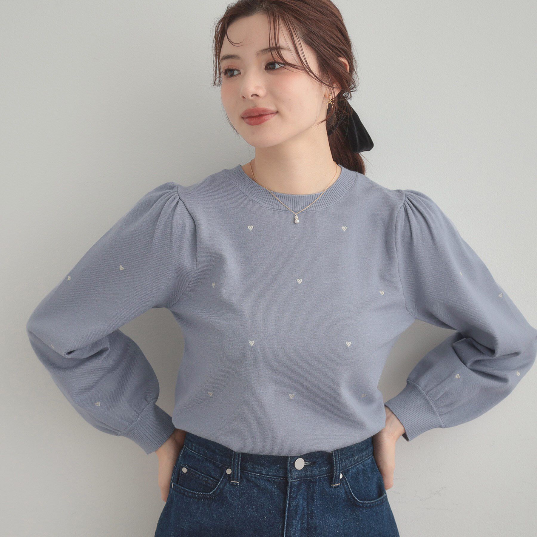 Couture broach「【着映え】ハートドットラメ刺繍ニット」|ニット・セーター|