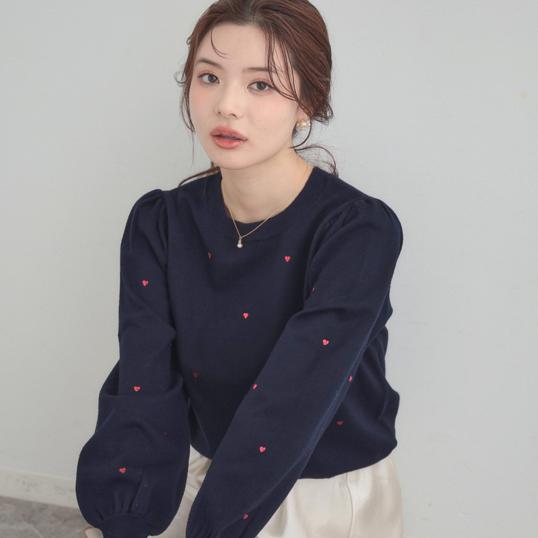 Couture broach「【着映え】ハートドットラメ刺繍ニット」|ニット・セーター|