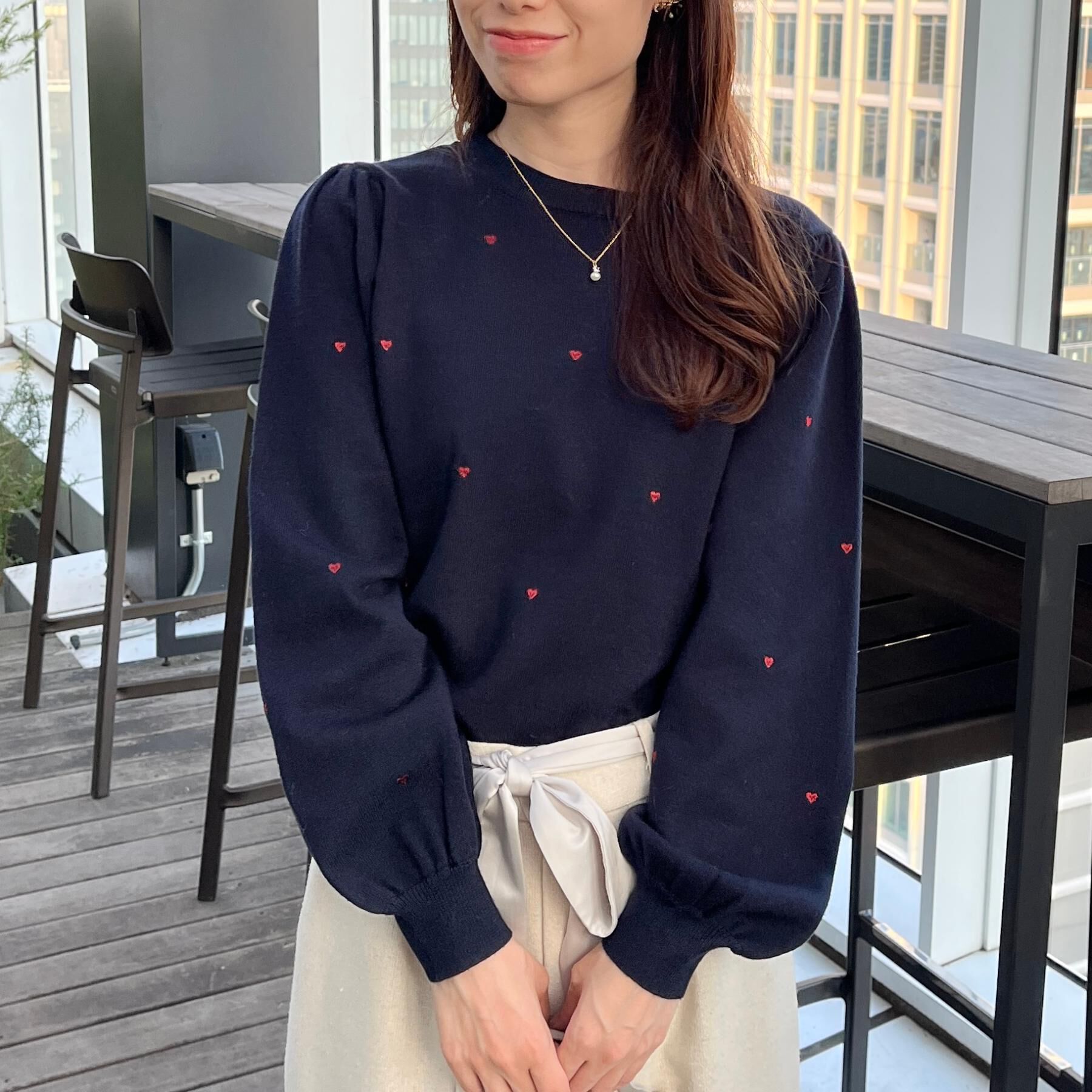 Couture broach「【着映え】ハートドットラメ刺繍ニット」|ニット・セーター|