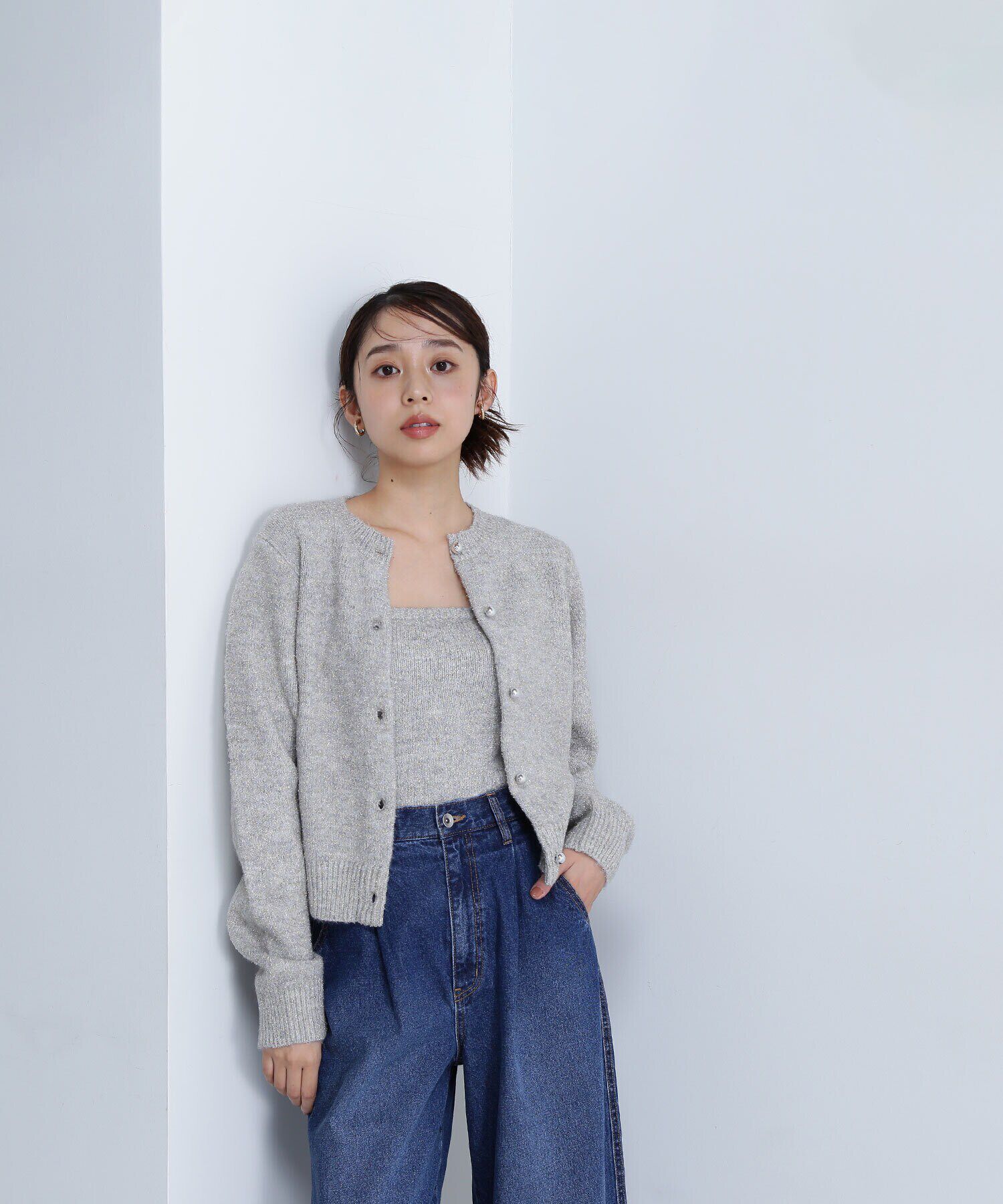  「グリッターラメアンサンブル　24AW」|ニット・セーター|グレー