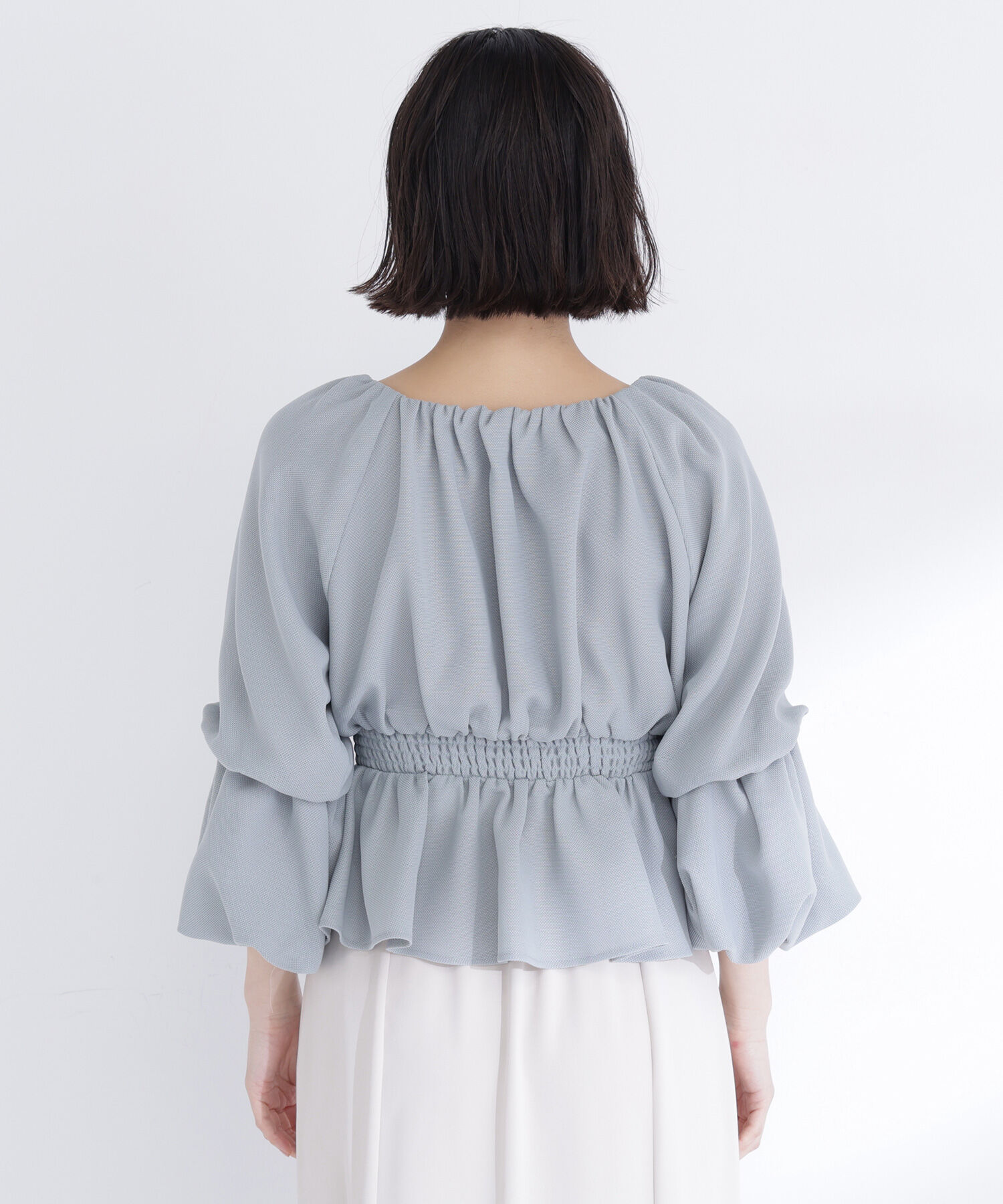  「メッシュギャザーペプラムブラウス」|シャツ・ブラウス|