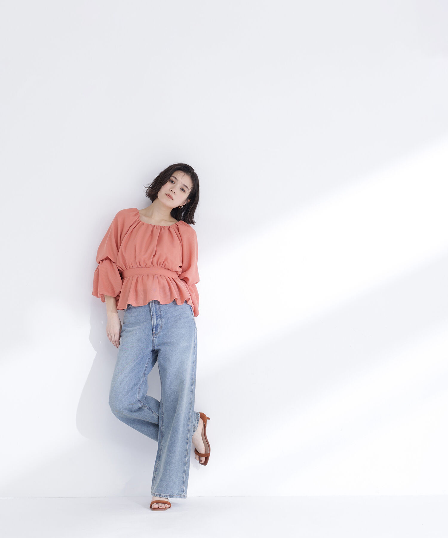  「メッシュギャザーペプラムブラウス」|シャツ・ブラウス|
