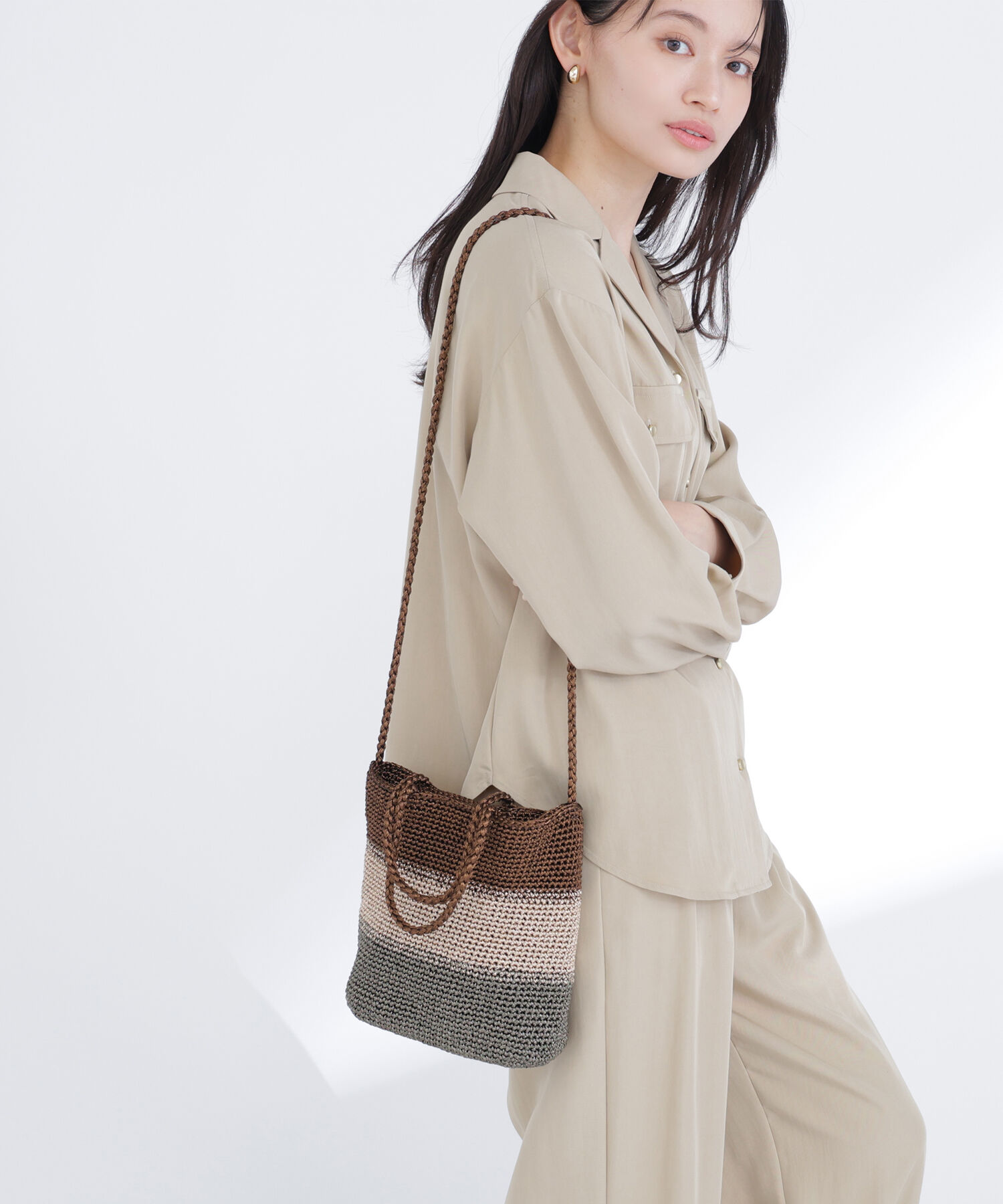  「メタリックボーダー2wayバッグ」|トートバッグ|