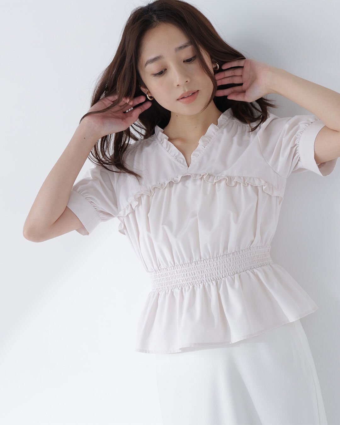  「Vネックペプラムブラウス」|シャツ・ブラウス|