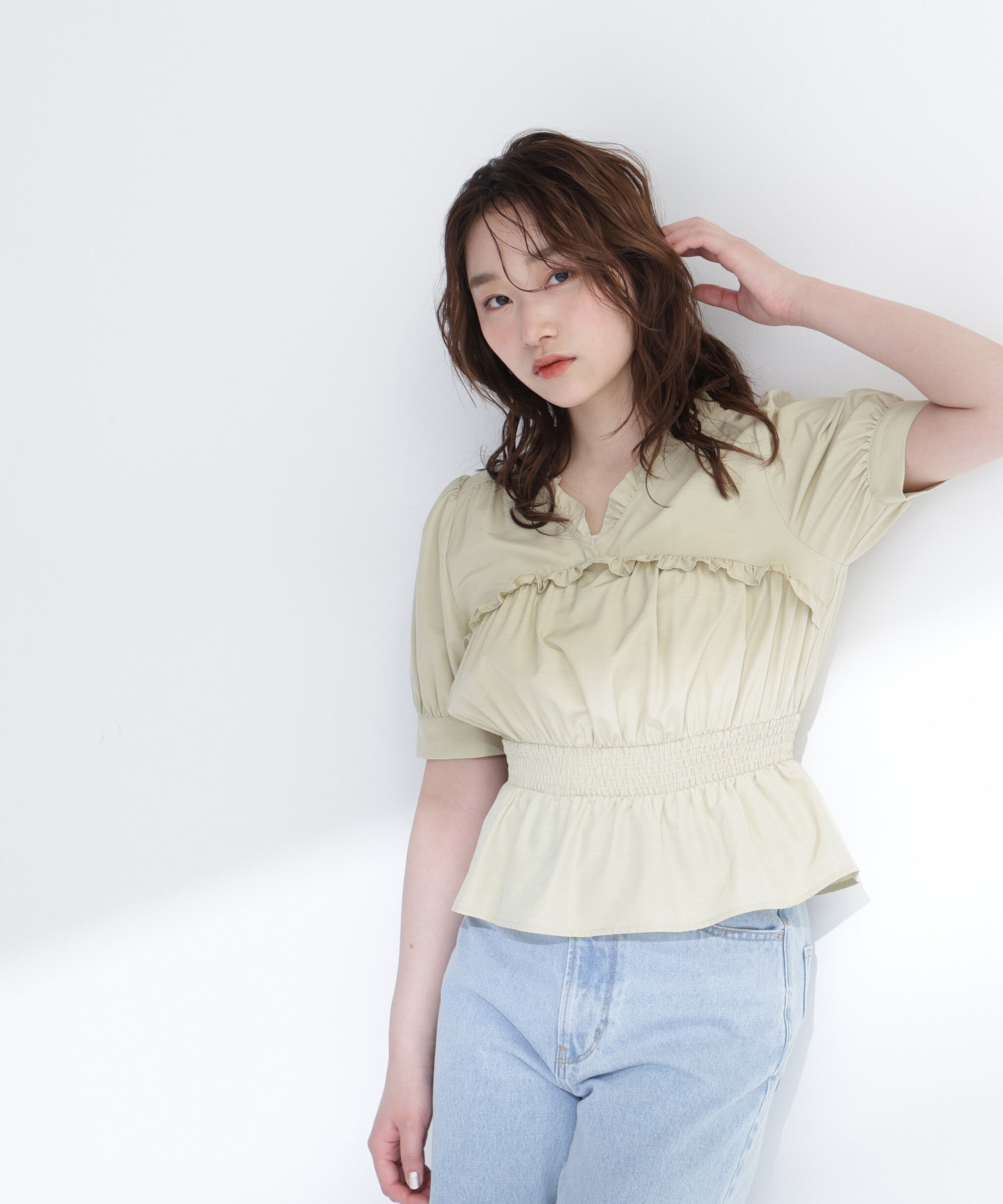  「Vネックペプラムブラウス」|シャツ・ブラウス|