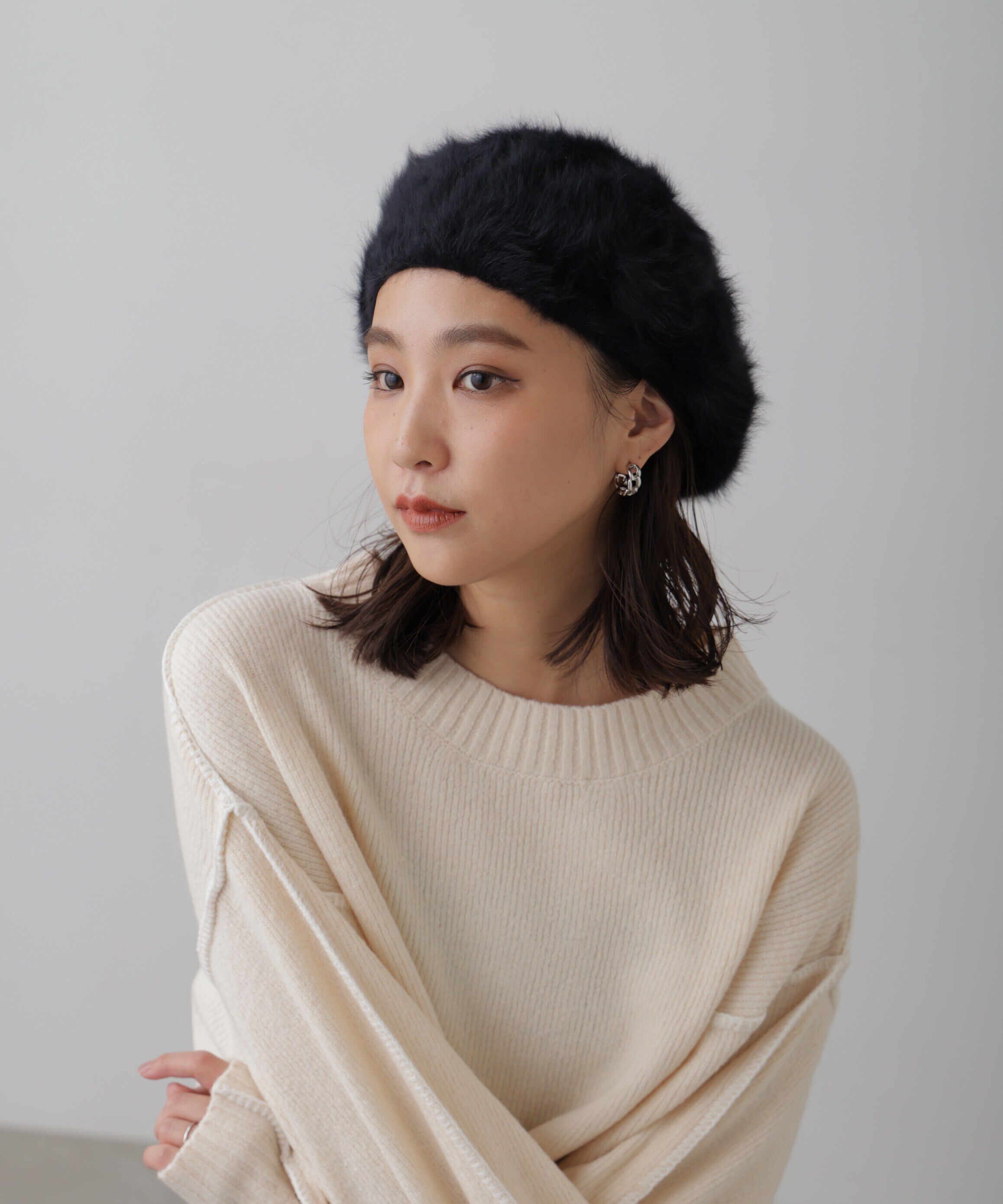  「シャギーベレー」|ソックス|ブラック