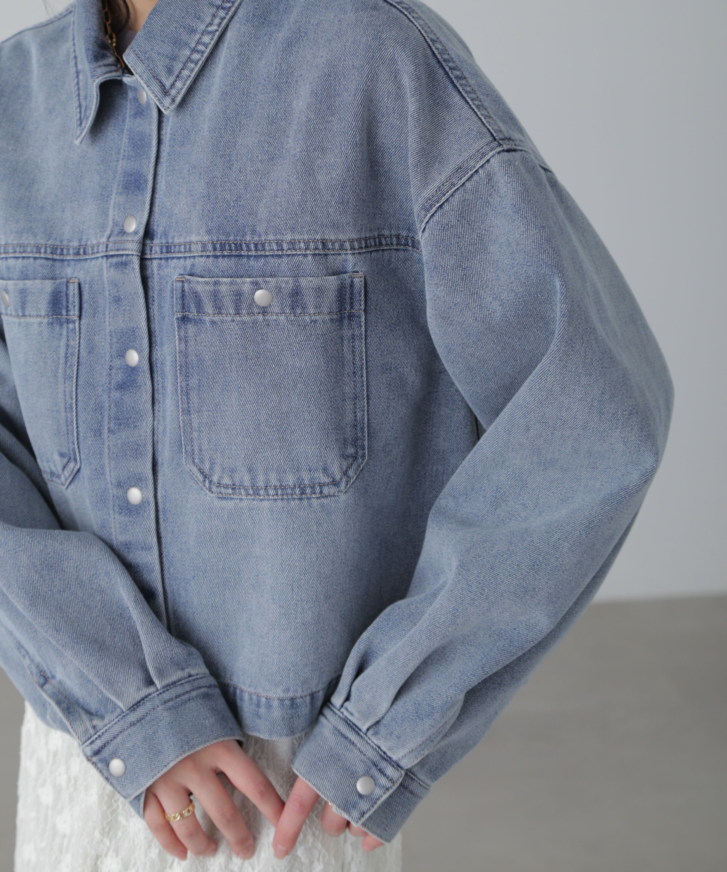  「フロントポケットショートシャツブルゾン」|ブルゾン・スタジャン|