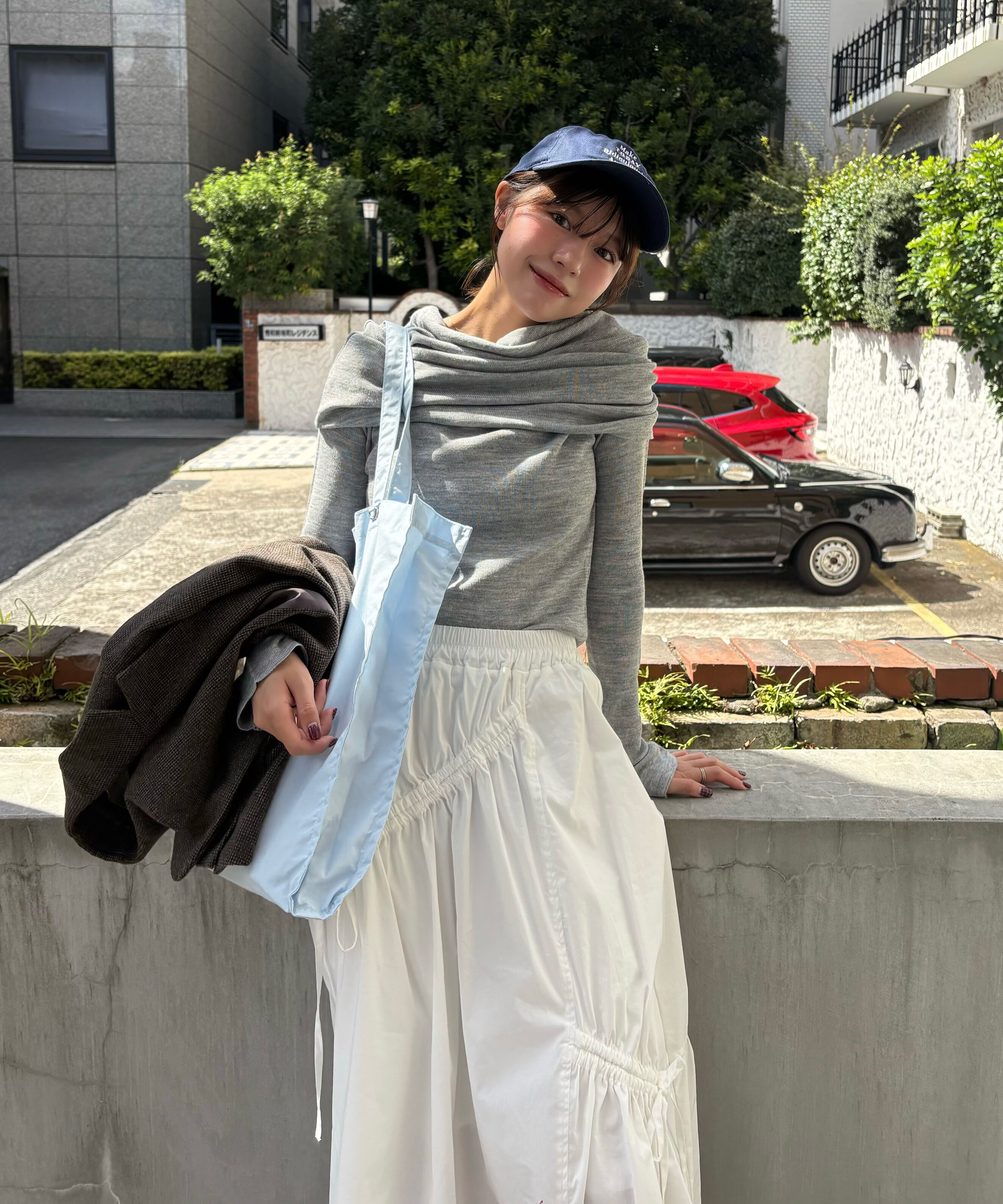  「袖口ボタンオフショルニット〈MFM〉」|ニット・セーター|グレー