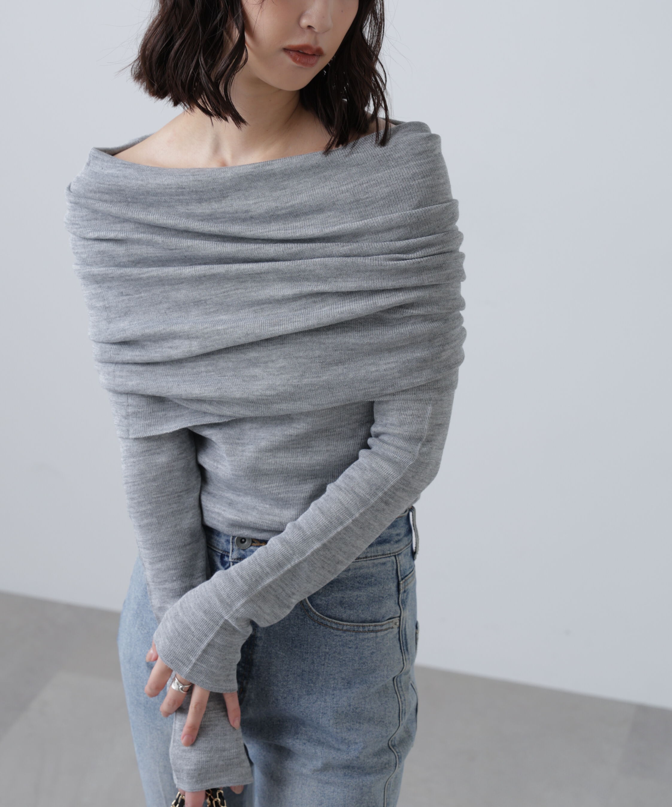  「袖口ボタンオフショルニット〈MFM〉」|ニット・セーター|