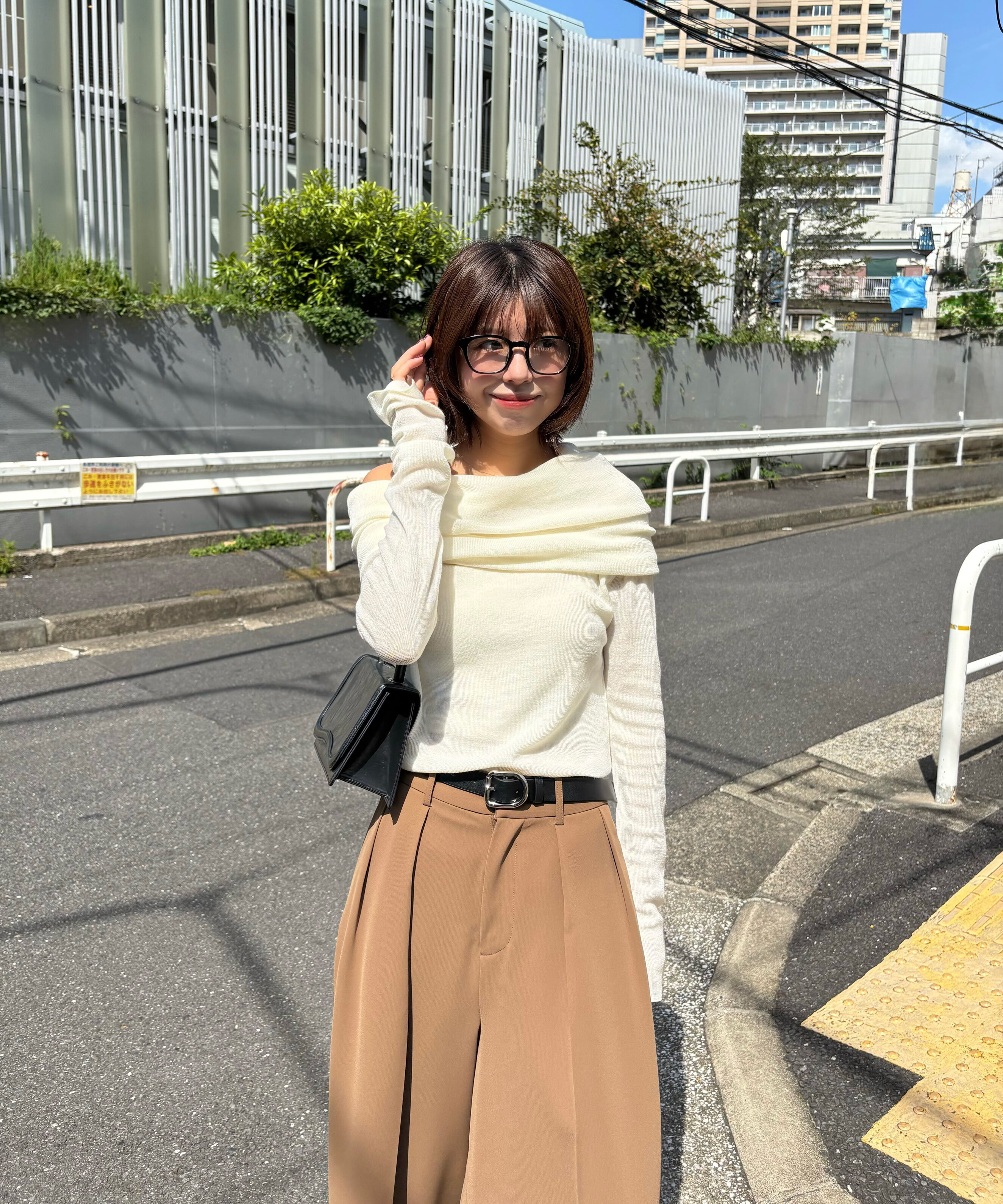  「袖口ボタンオフショルニット〈MFM〉」|ニット・セーター|白