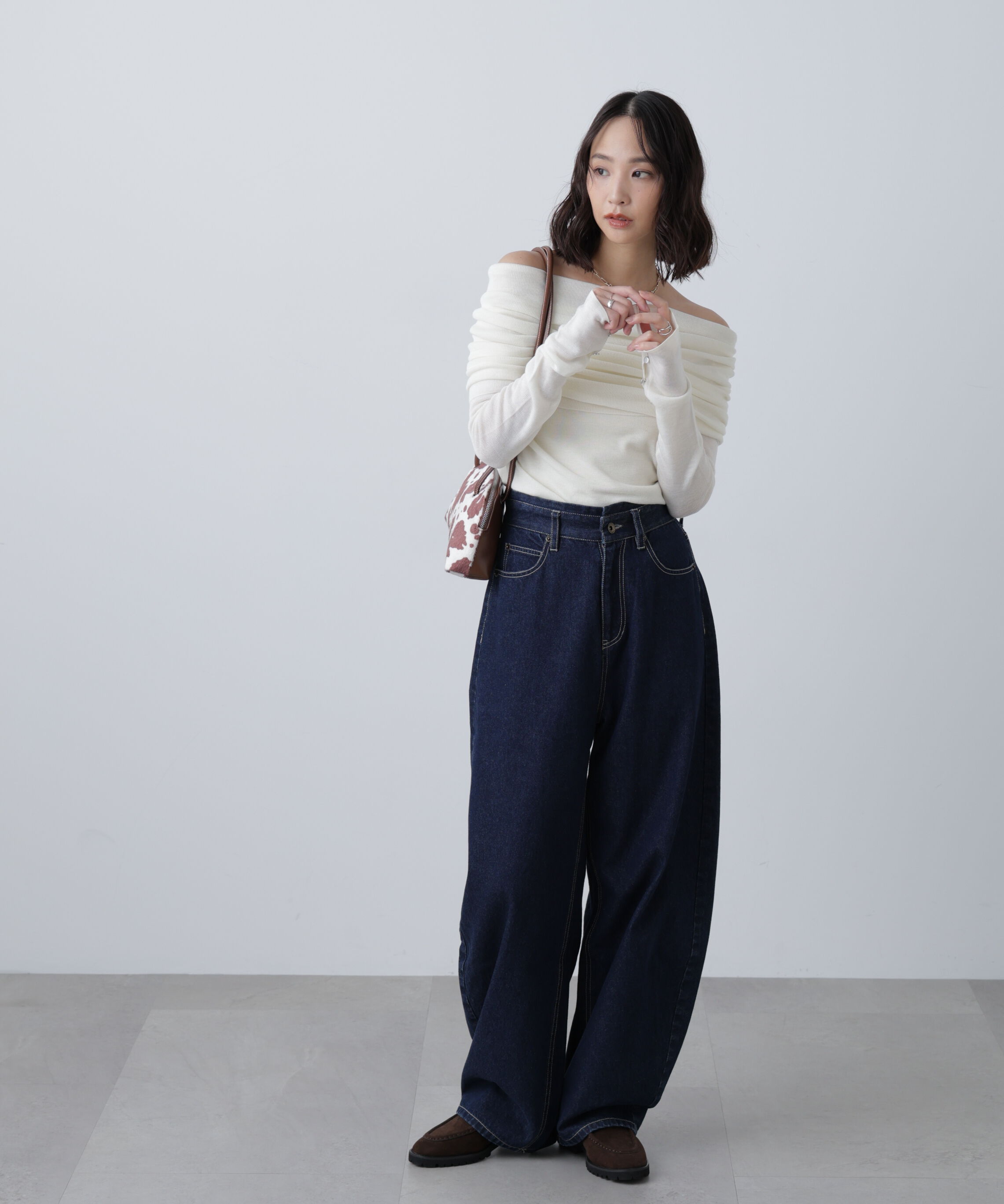  「袖口ボタンオフショルニット〈MFM〉」|ニット・セーター|