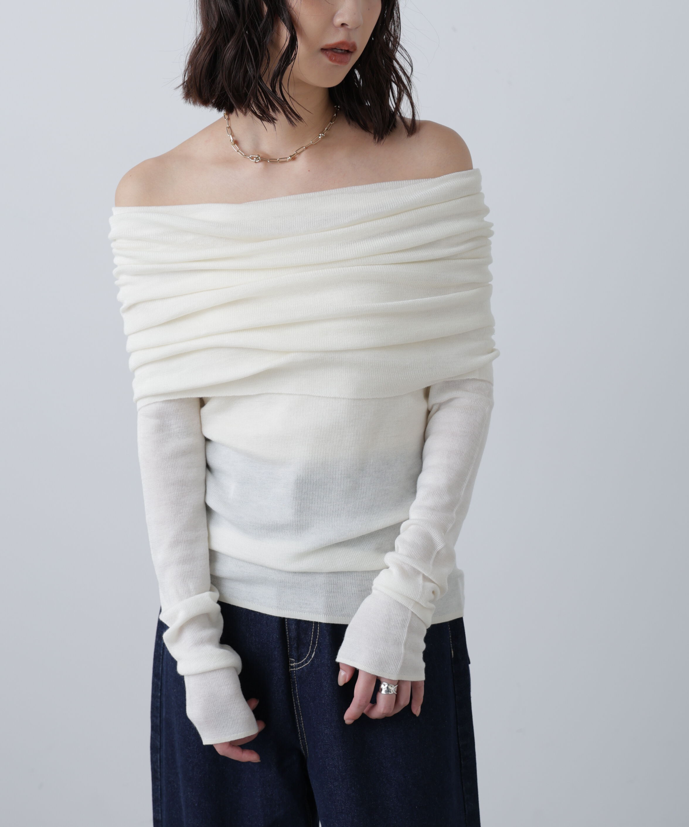  「袖口ボタンオフショルニット〈MFM〉」|ニット・セーター|