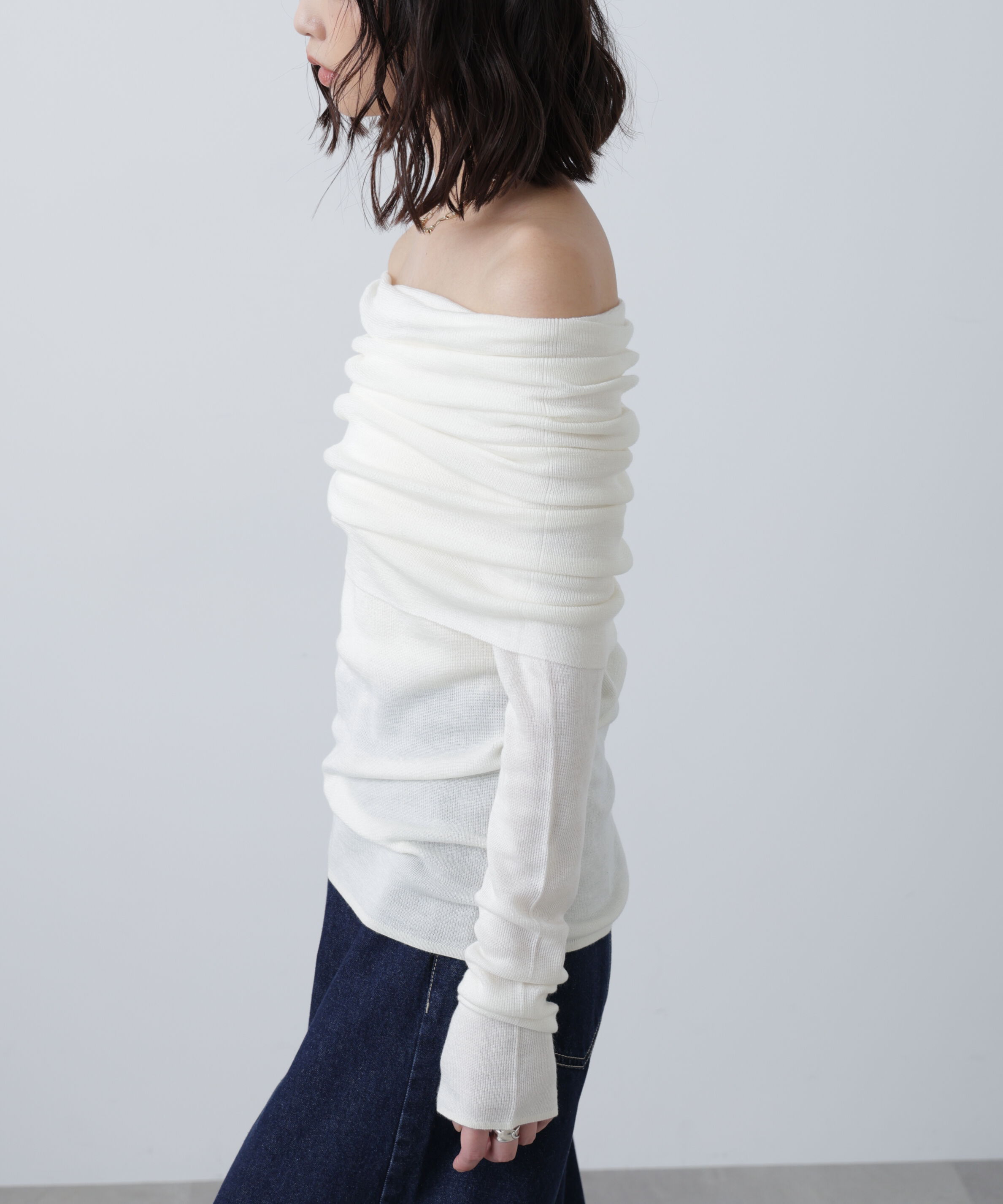  「袖口ボタンオフショルニット〈MFM〉」|ニット・セーター|