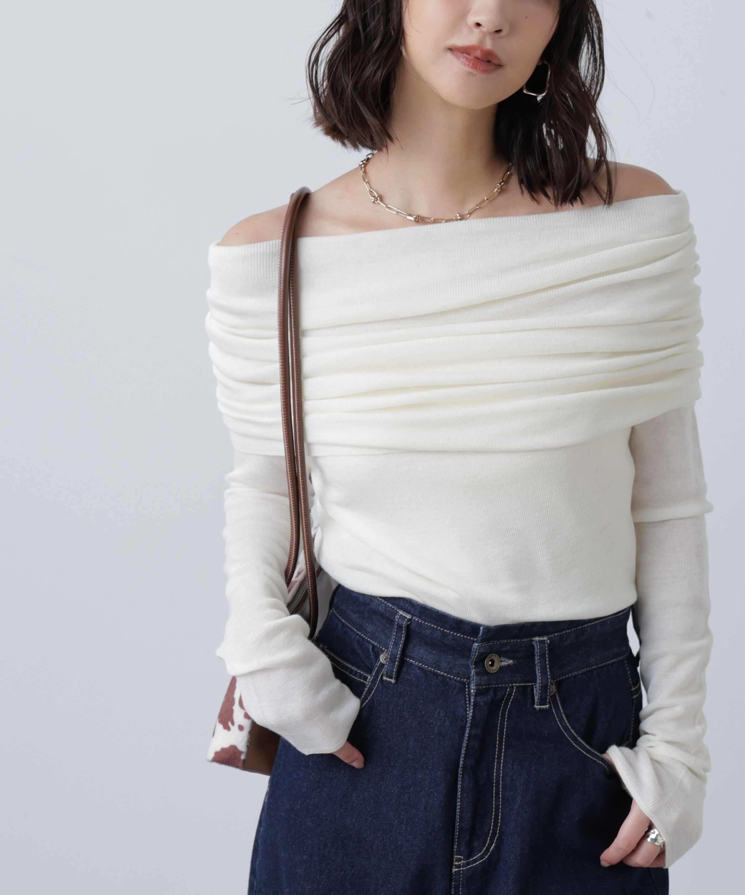  「袖口ボタンオフショルニット〈MFM〉」|ニット・セーター|