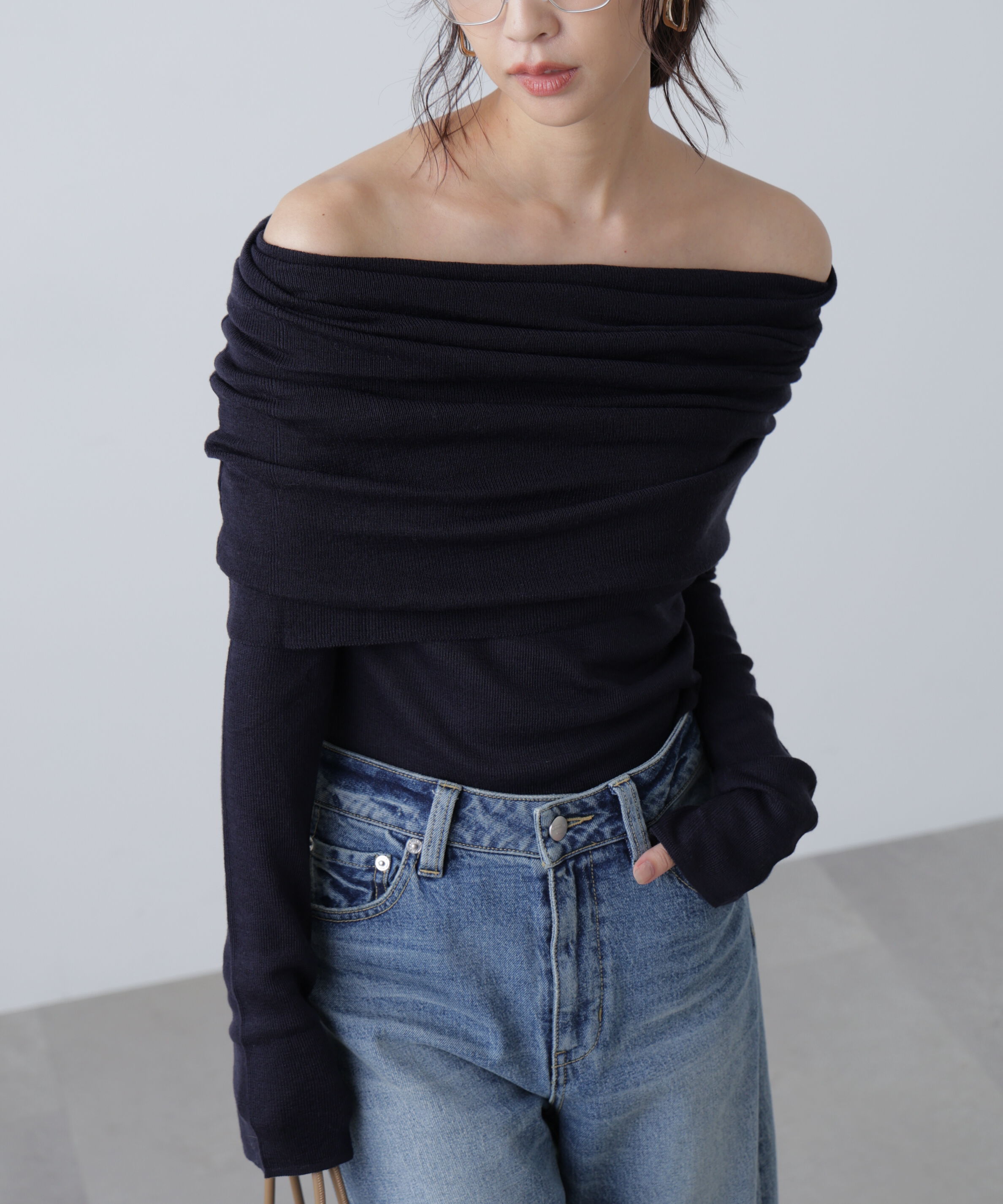  「袖口ボタンオフショルニット〈MFM〉」|ニット・セーター|