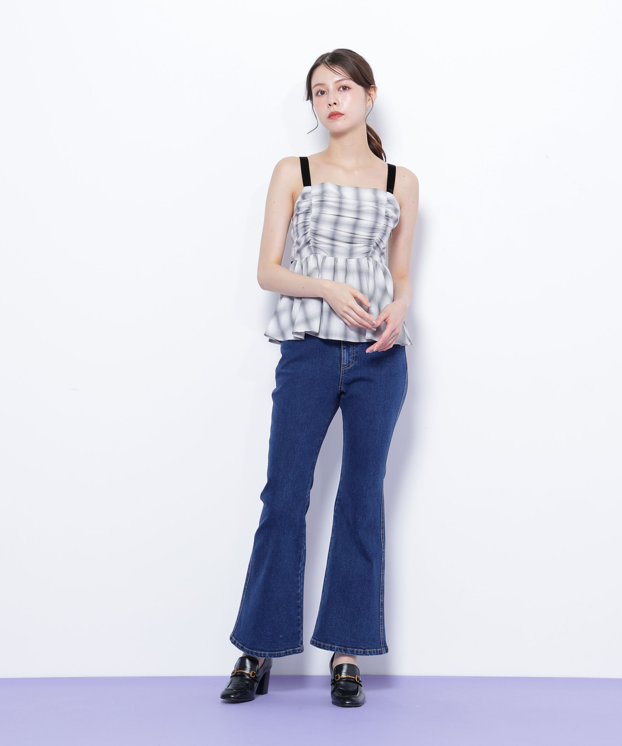  「オンブレーチェックシャーリングキャミ」|シャツ・ブラウス|