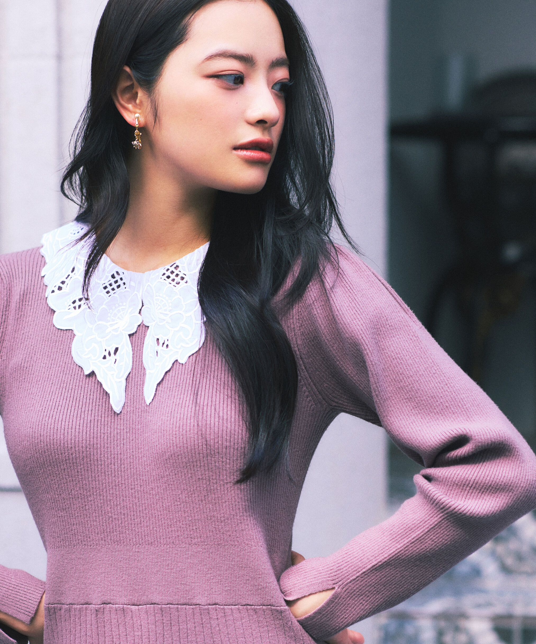 PROPORTION BODY DRESSING「レース襟付きニットワンピース」|ワンピース|