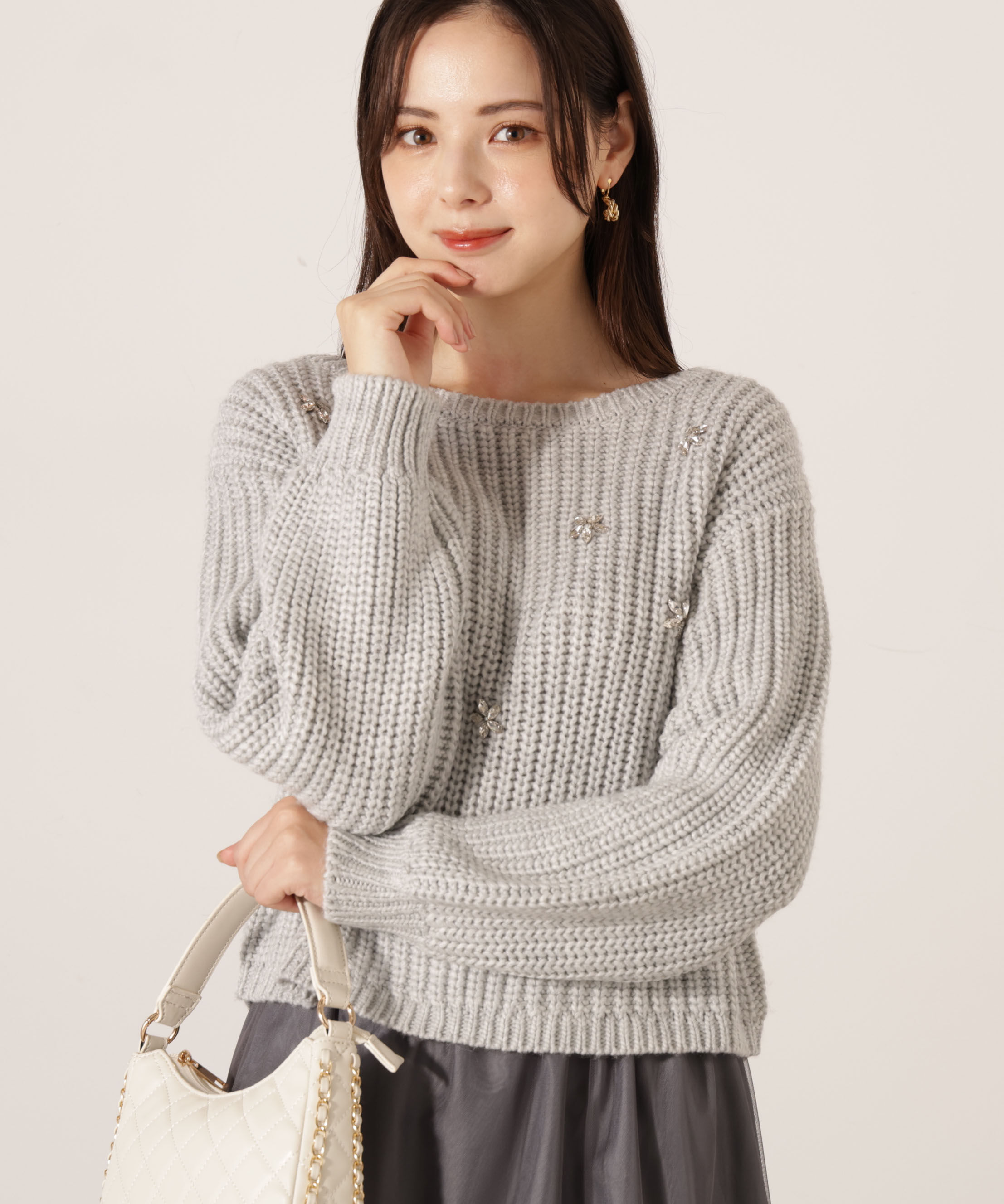 PROPORTION BODY DRESSING「ビジュー付畔ニット　25AW」|ニット・セーター|