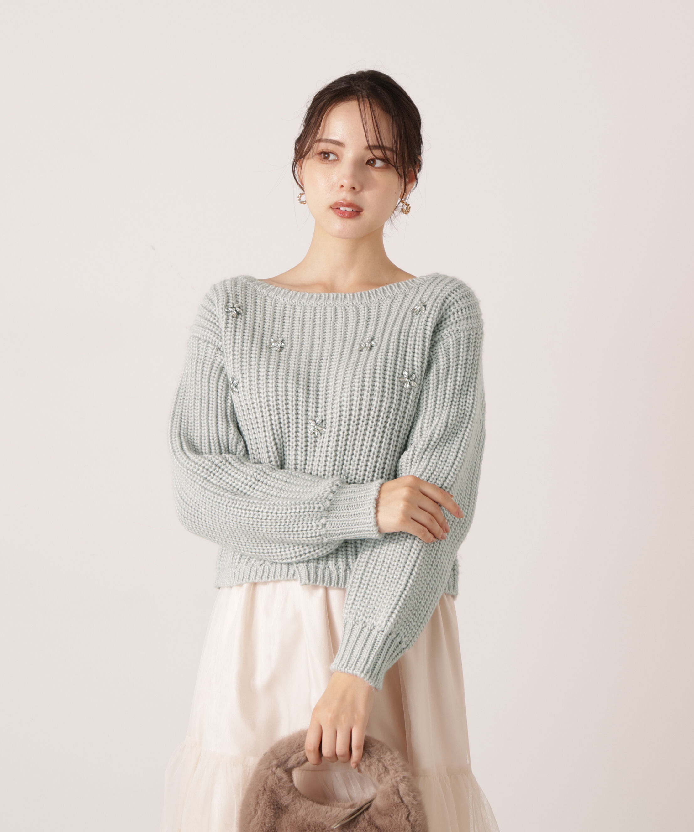 PROPORTION BODY DRESSING「ビジュー付畔ニット　25AW」|ニット・セーター|