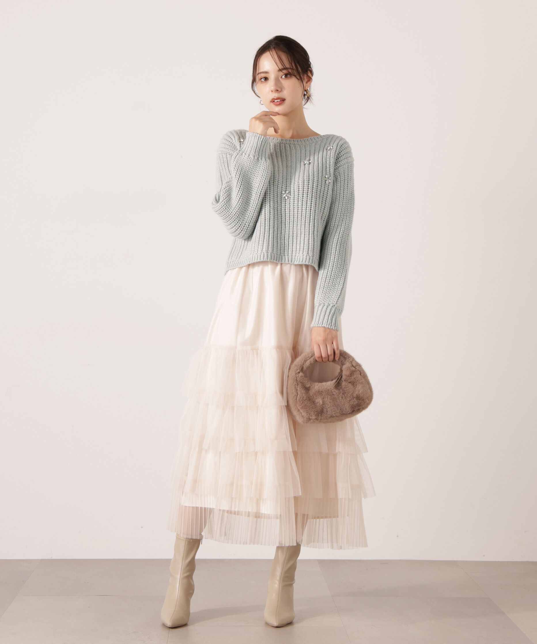 PROPORTION BODY DRESSING「ビジュー付畔ニット　25AW」|ニット・セーター|