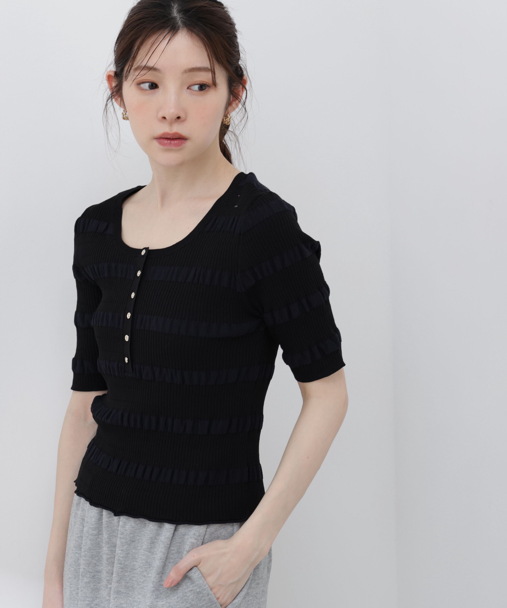 PROPORTION BODY DRESSING「〈a/mie〉変形リブニット 26SS」|カーディガン|