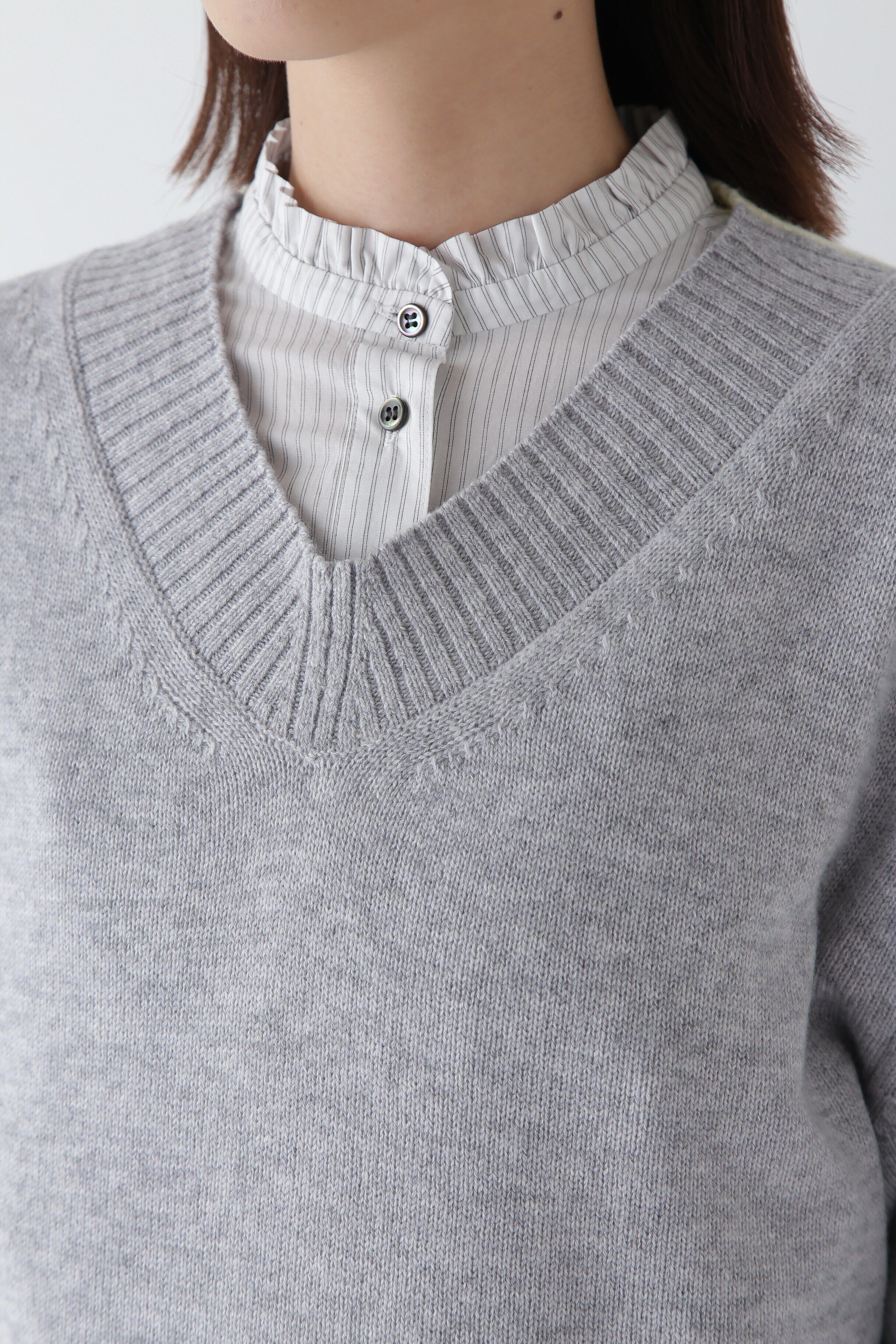  「◆ウールカシミヤＶネックニットプルオーバー」|ニット・セーター|