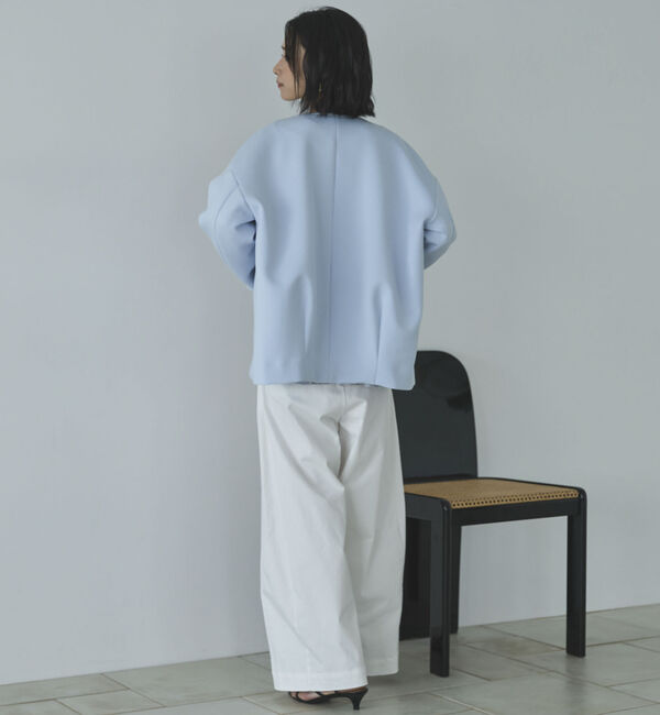 Doux archives「ボンディングノーカラーＺＩＰブルゾン」|テーラードジャケット|