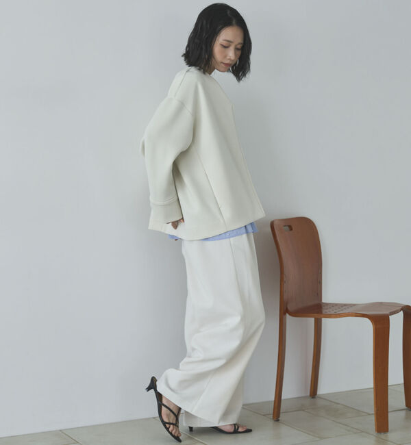 Doux archives「ボンディングノーカラーＺＩＰブルゾン」|テーラードジャケット|