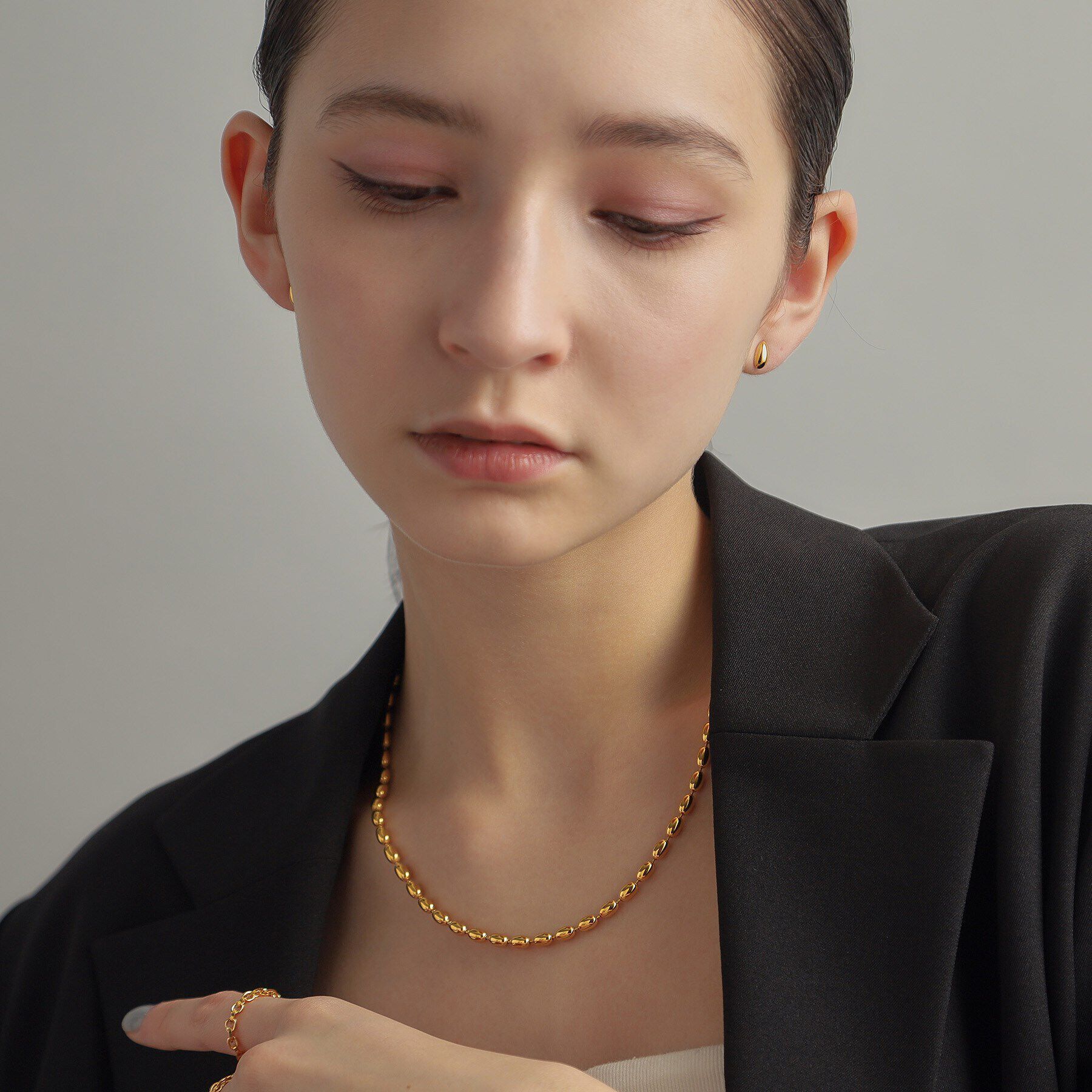 COCOSHNIK ONKITSCH「シルバー ペアシェイプ スタッドピアス GP」|ピアス|