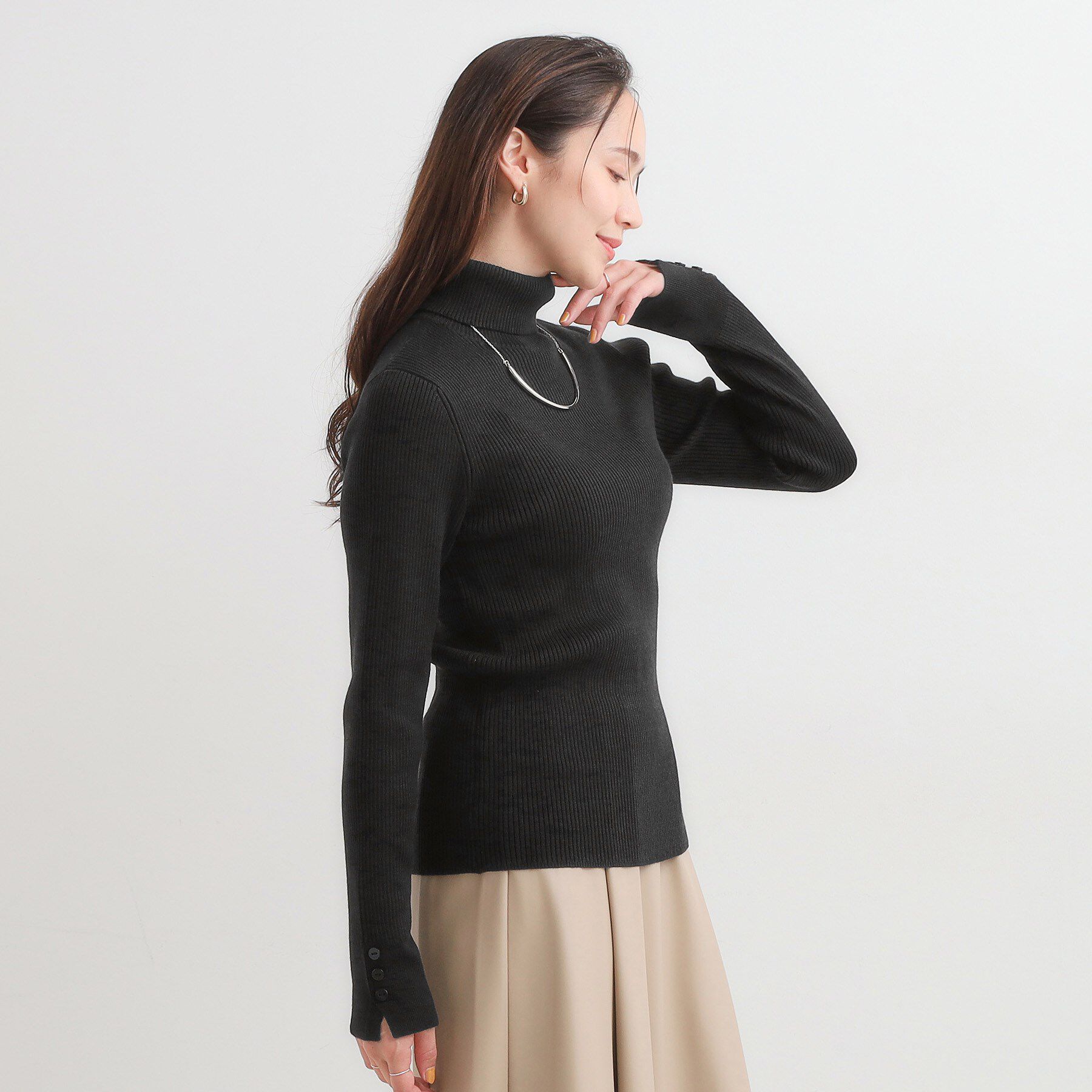 SHOO･LA･RUE「【絶妙なゆるピタ/洗濯機可】ちくちくしにくい リブタートルネック やわらかニット【CIRCRIC】」|ニット・セーター|