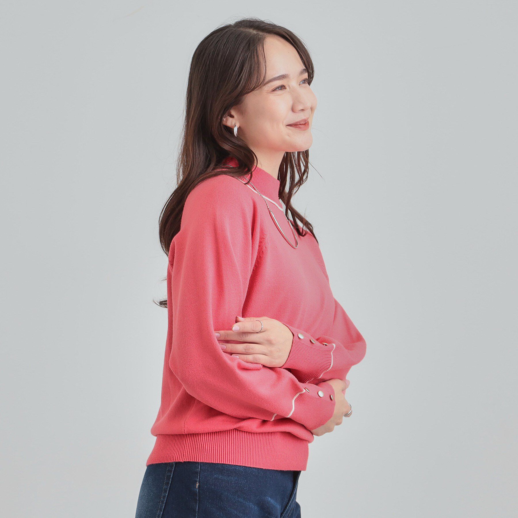 SHOO･LA･RUE「【洗濯機可/吸湿発熱】チクチクしにくいもちもちハイネックニット」|ニット・セーター|