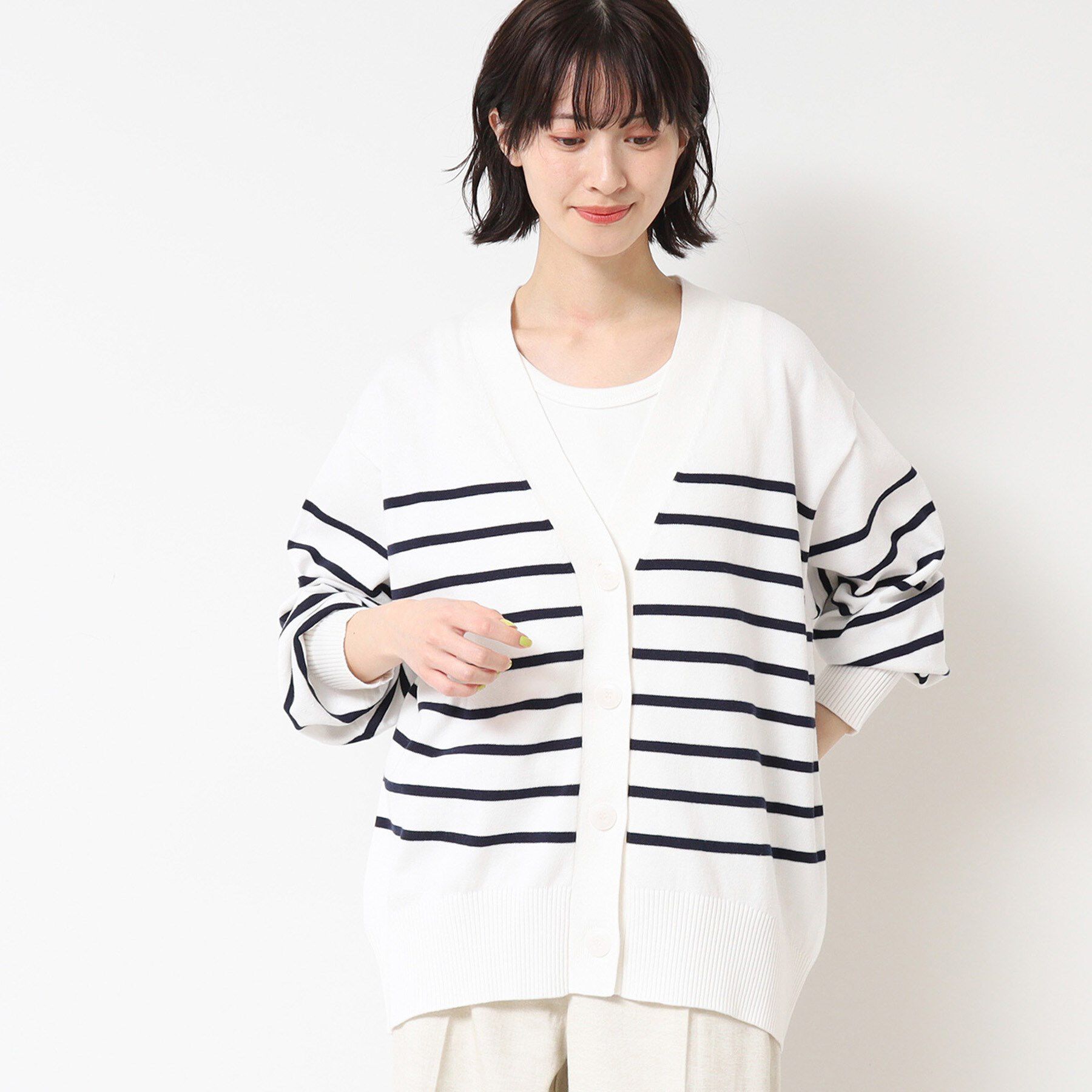 Dessin「【洗える】オーバーシルエットVネックカーディガン」|カーディガン|ネイビー(194)