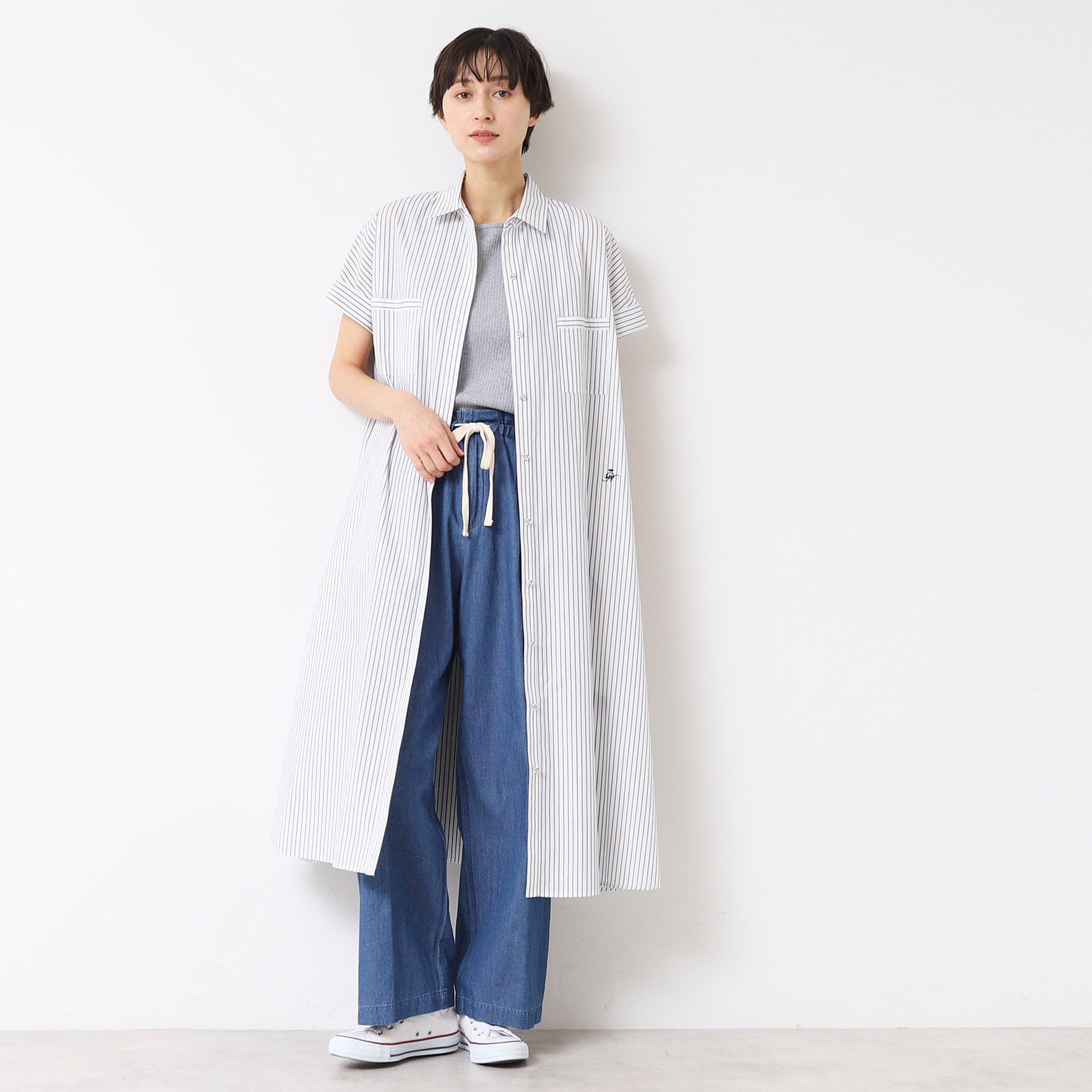 Dessin「【洗える】オリジナルストライプ柄シャツワンピース（S～L）」|ワンピース|