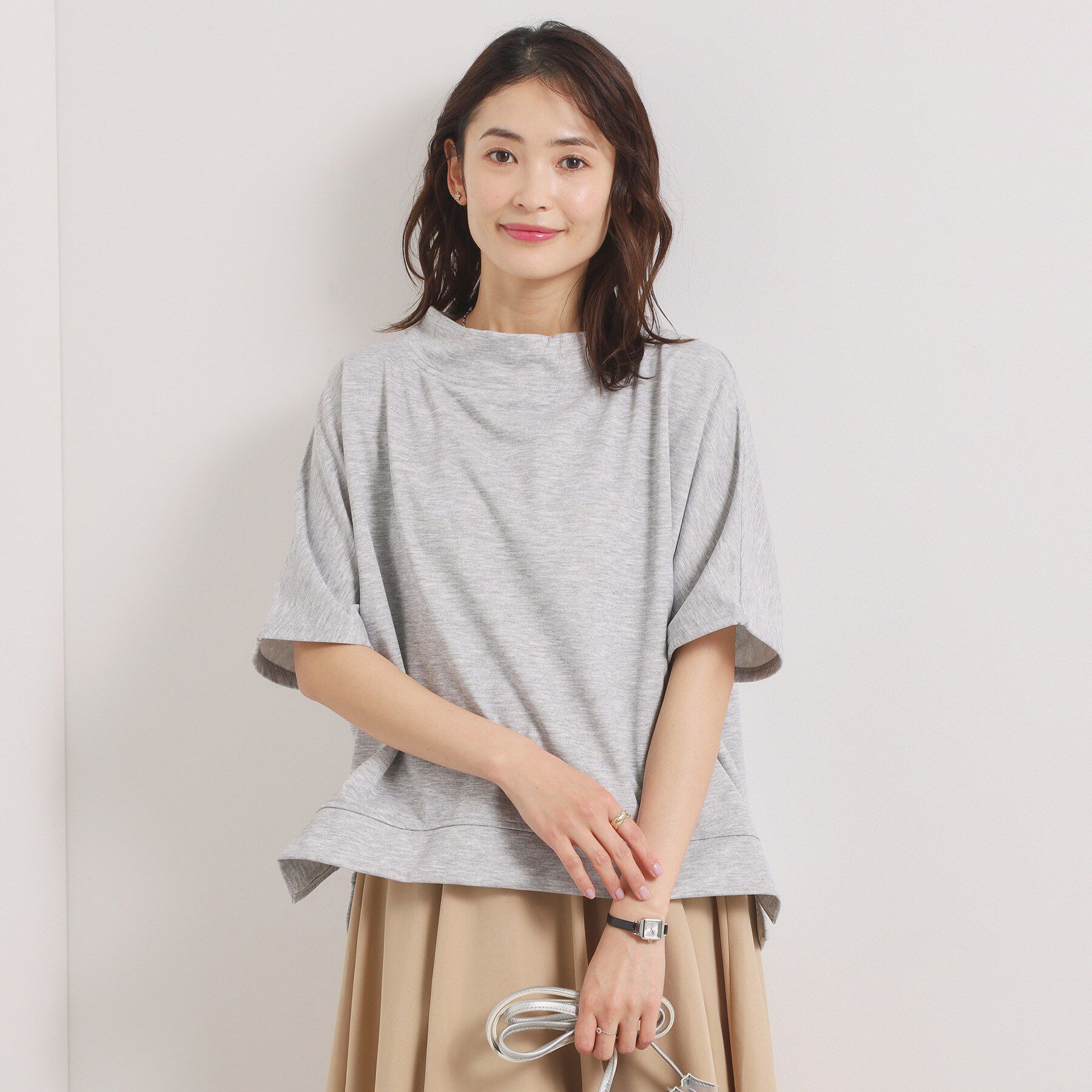 ITS&rsquo;DEMO「【洗濯機OK】ミニ裏毛ドルマントップス」|Tシャツ・カットソー|グレー(012)