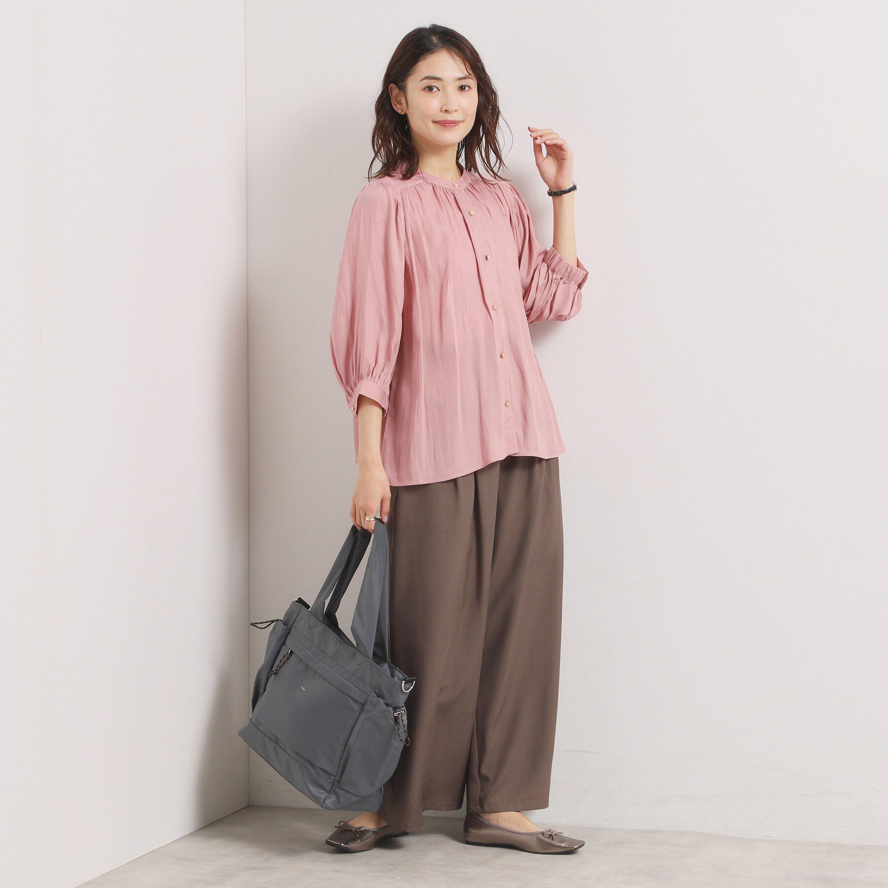 ITS&rsquo;DEMO「【手洗い可】サテン7分袖ブラウス」|シャツ・ブラウス|