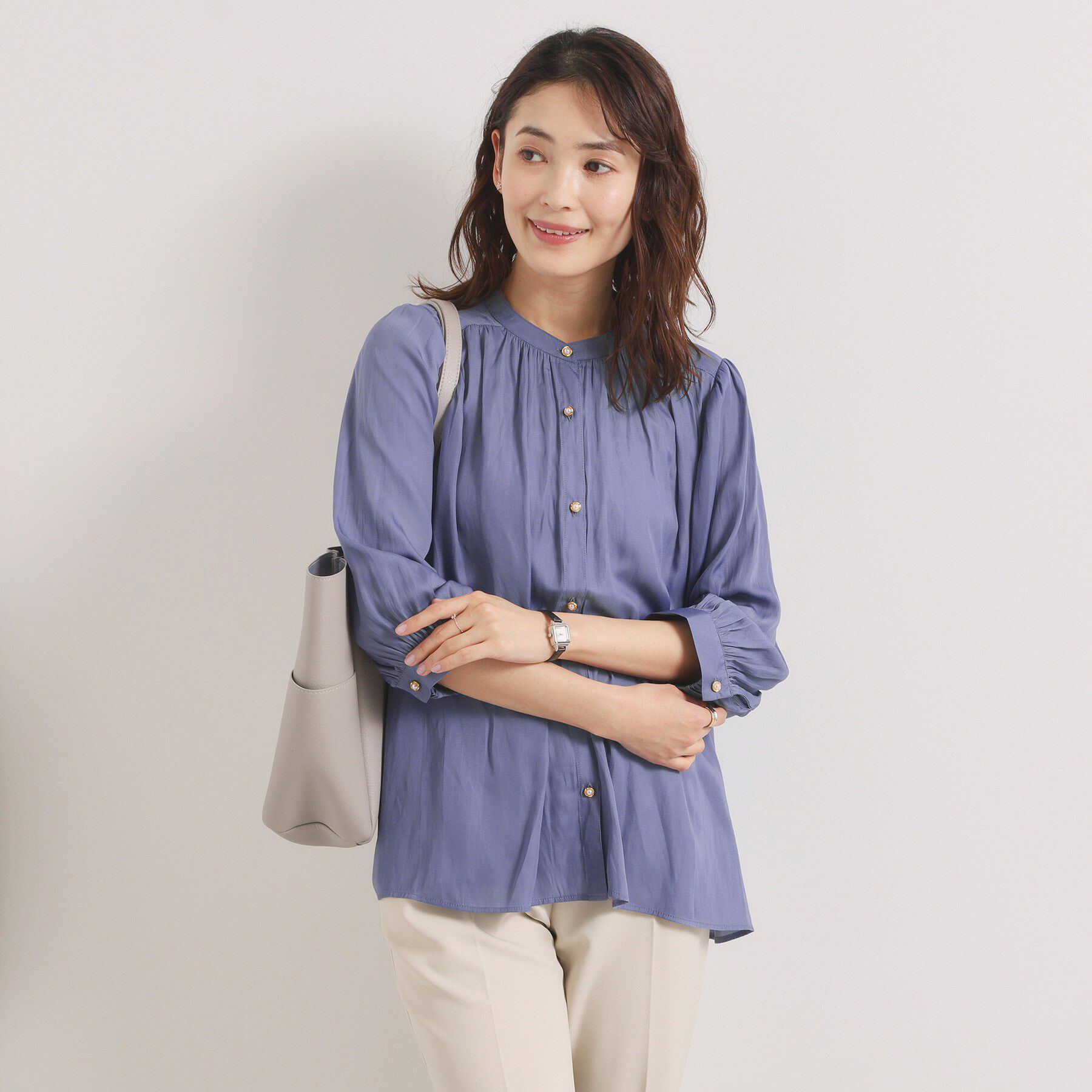 ITS&rsquo;DEMO「【手洗い可】サテン7分袖ブラウス」|シャツ・ブラウス|