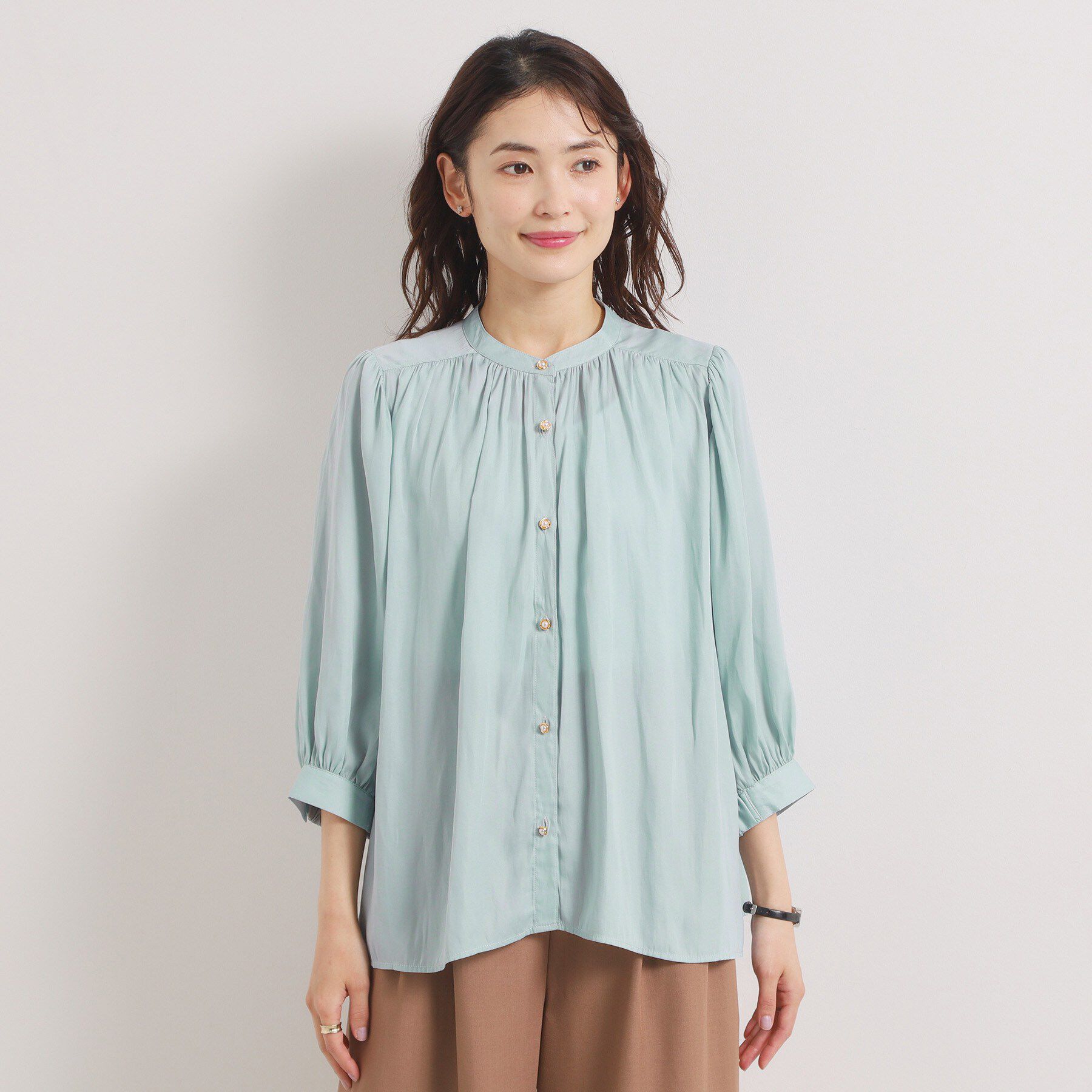 ITS&rsquo;DEMO「【手洗い可】サテン7分袖ブラウス」|シャツ・ブラウス|