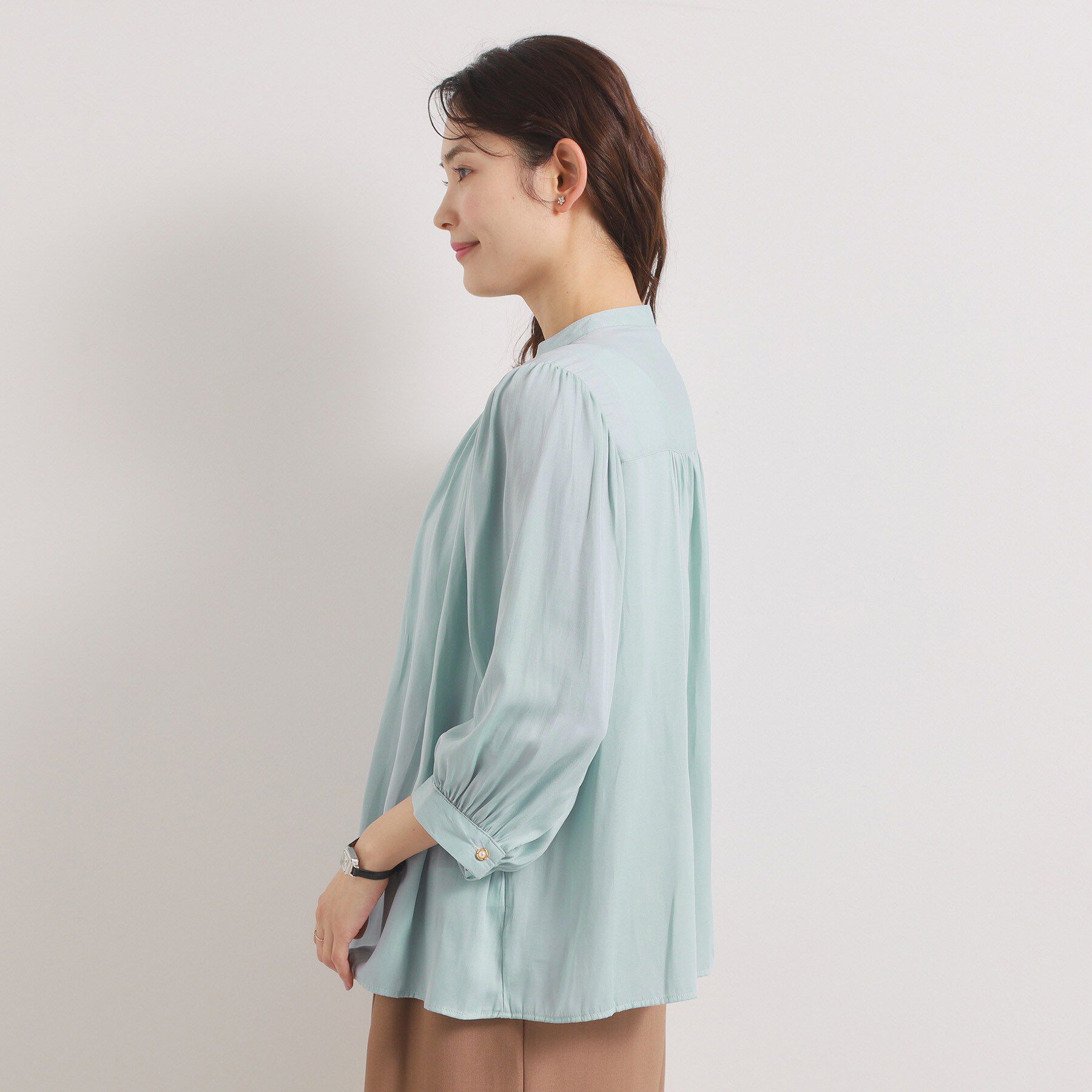 ITS&rsquo;DEMO「【手洗い可】サテン7分袖ブラウス」|シャツ・ブラウス|