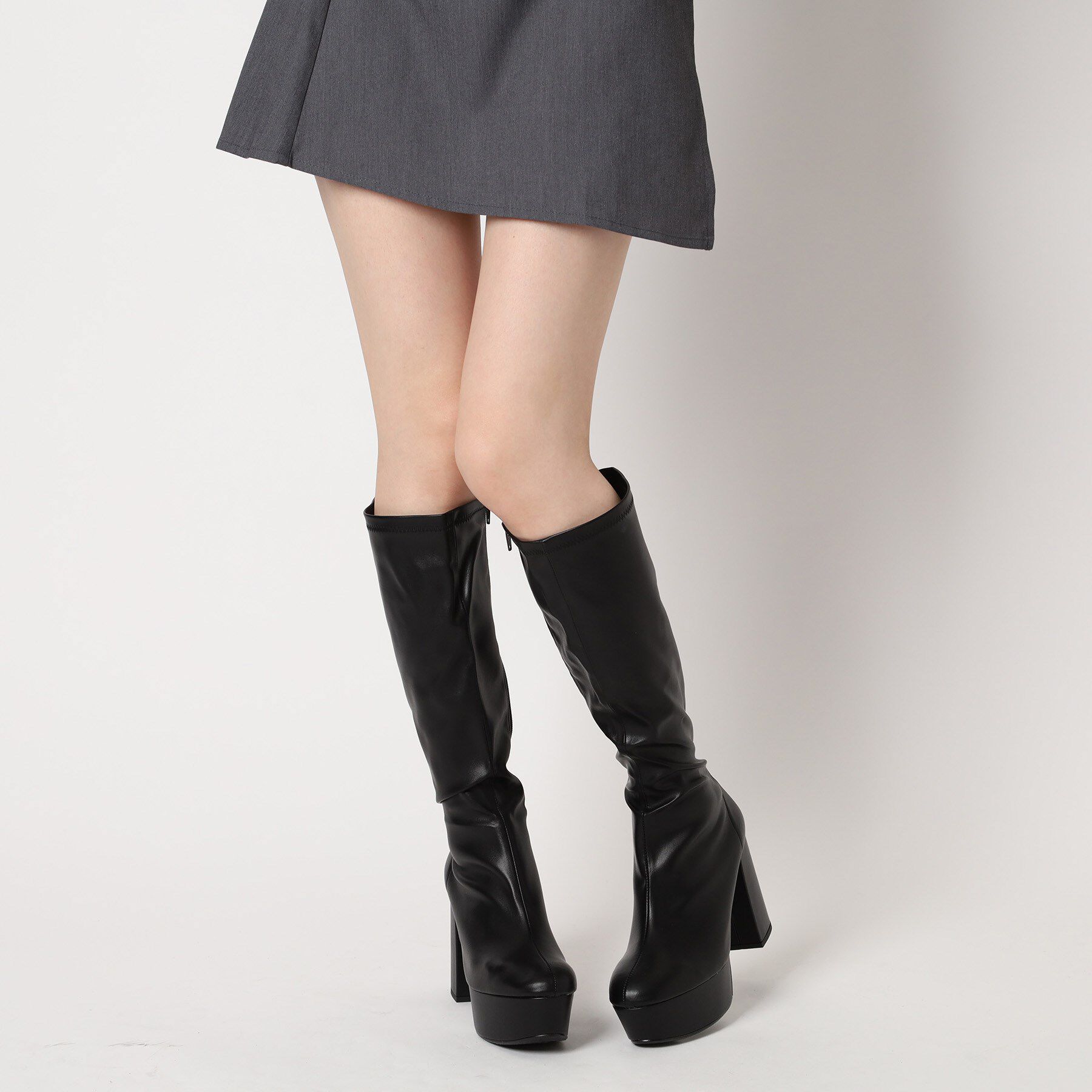 ESPERANZA「【ラク盛り／ロングブーツ】リピーター続出／脚長美脚　厚底ロングブーツ」|ショートブーツ|