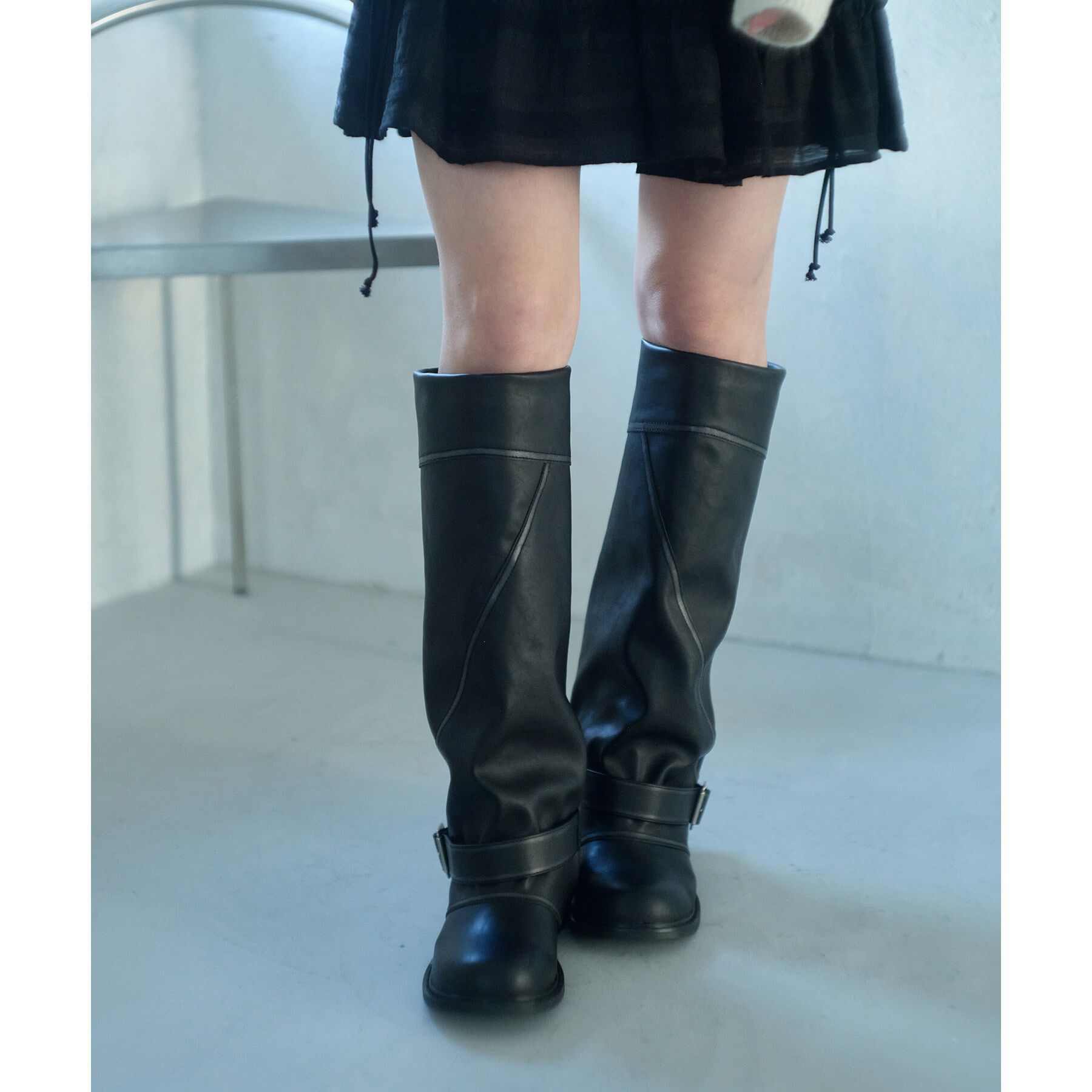CODE A「slouch volume boots」|ショートブーツ|ブラック(019)