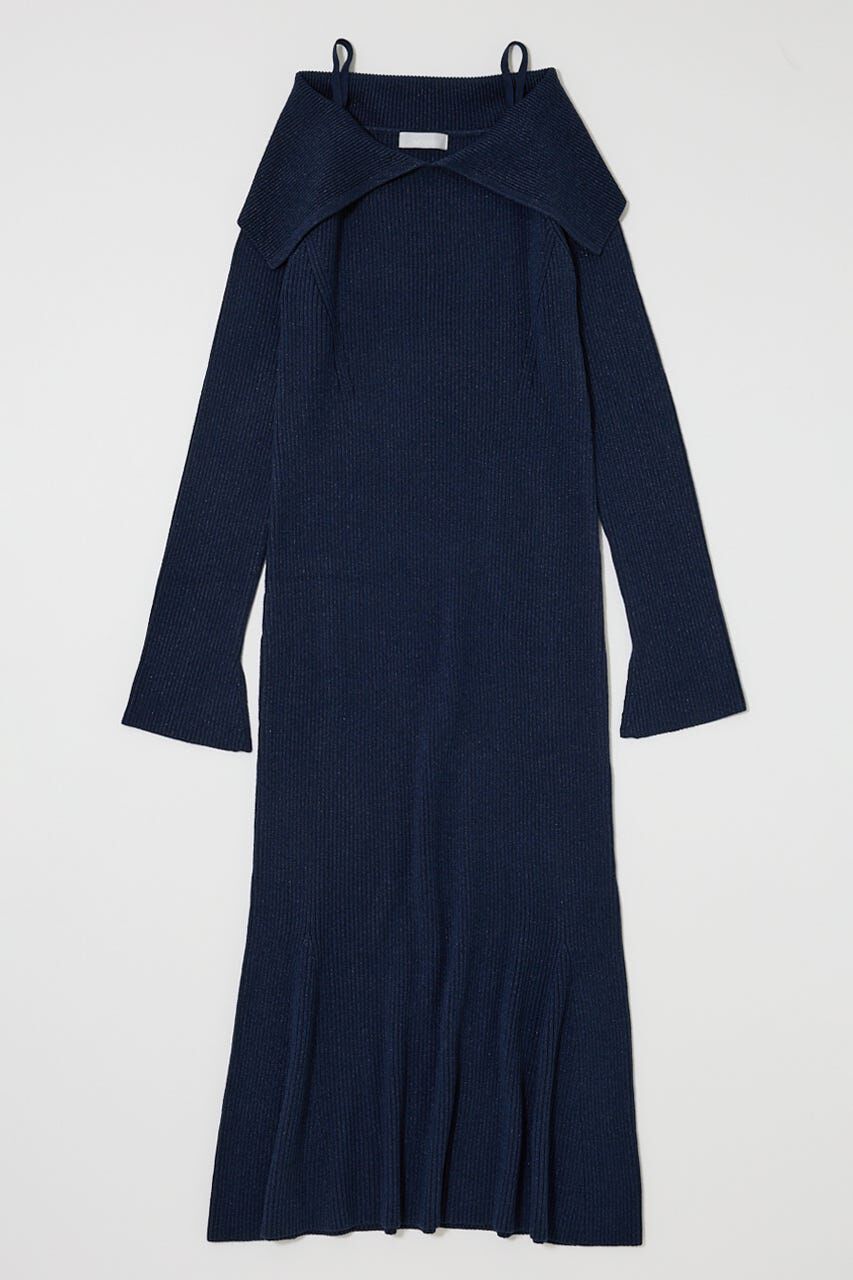 MOUSSY「BIG COLLAR KNIT ドレス」|ワンピース|NVY