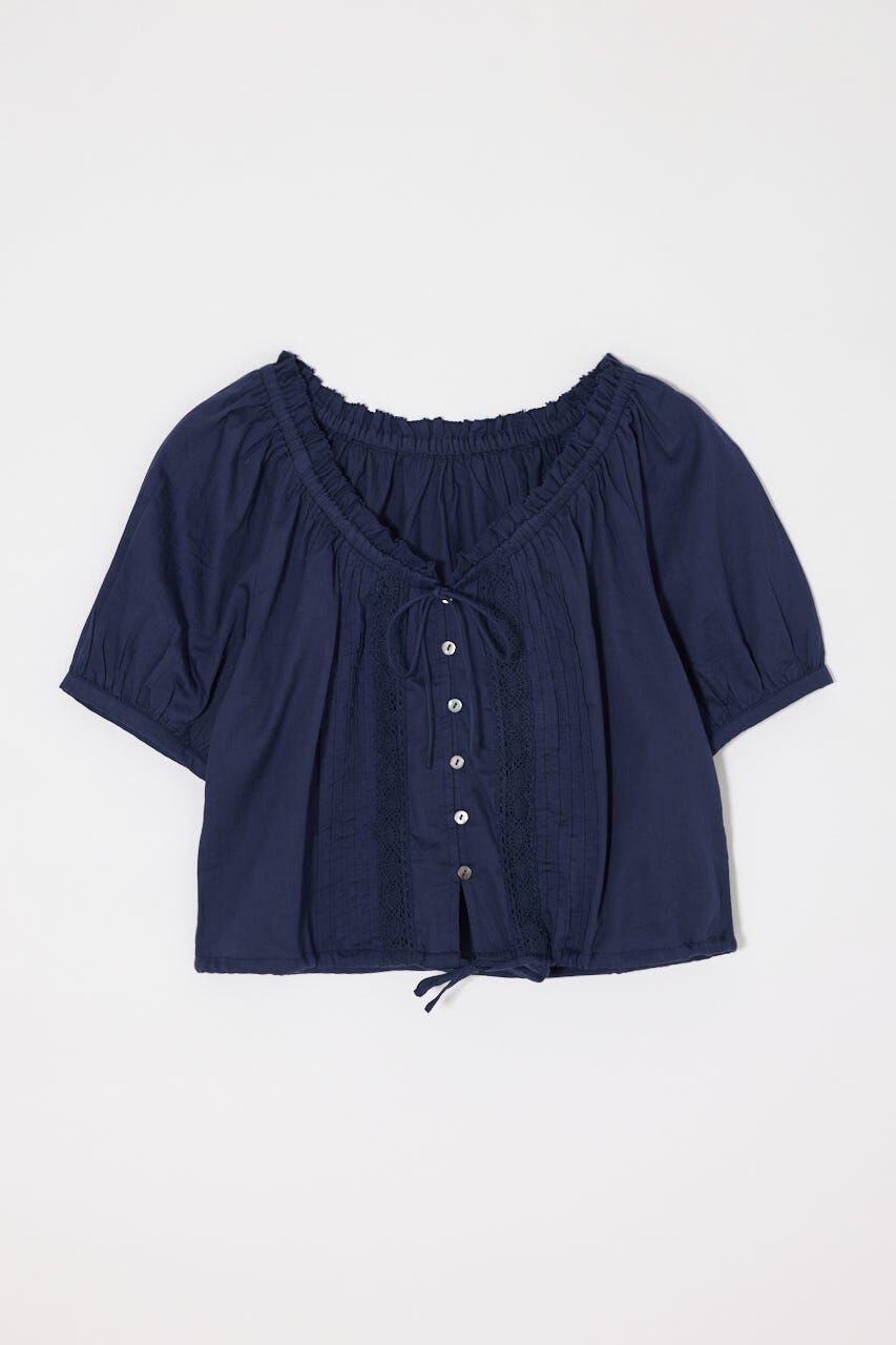 MOUSSY「SCOOP NECK PIN TUCK ブラウス」|シャツ・ブラウス|NVY