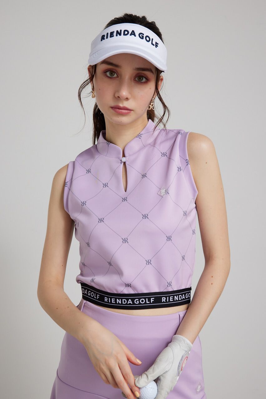 rienda「モックネックロゴノースリTOP」|タンクトップ|PUR