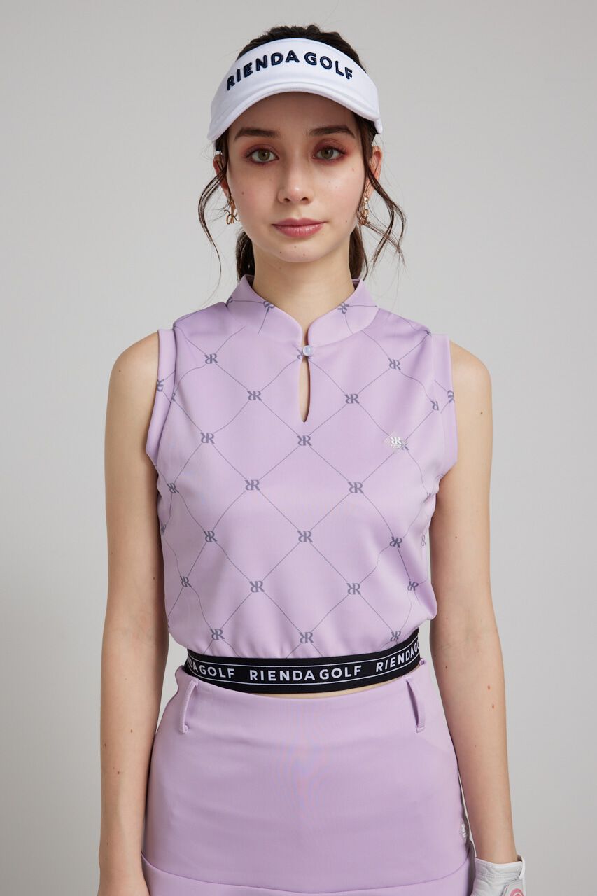 rienda「モックネックロゴノースリTOP」|タンクトップ|