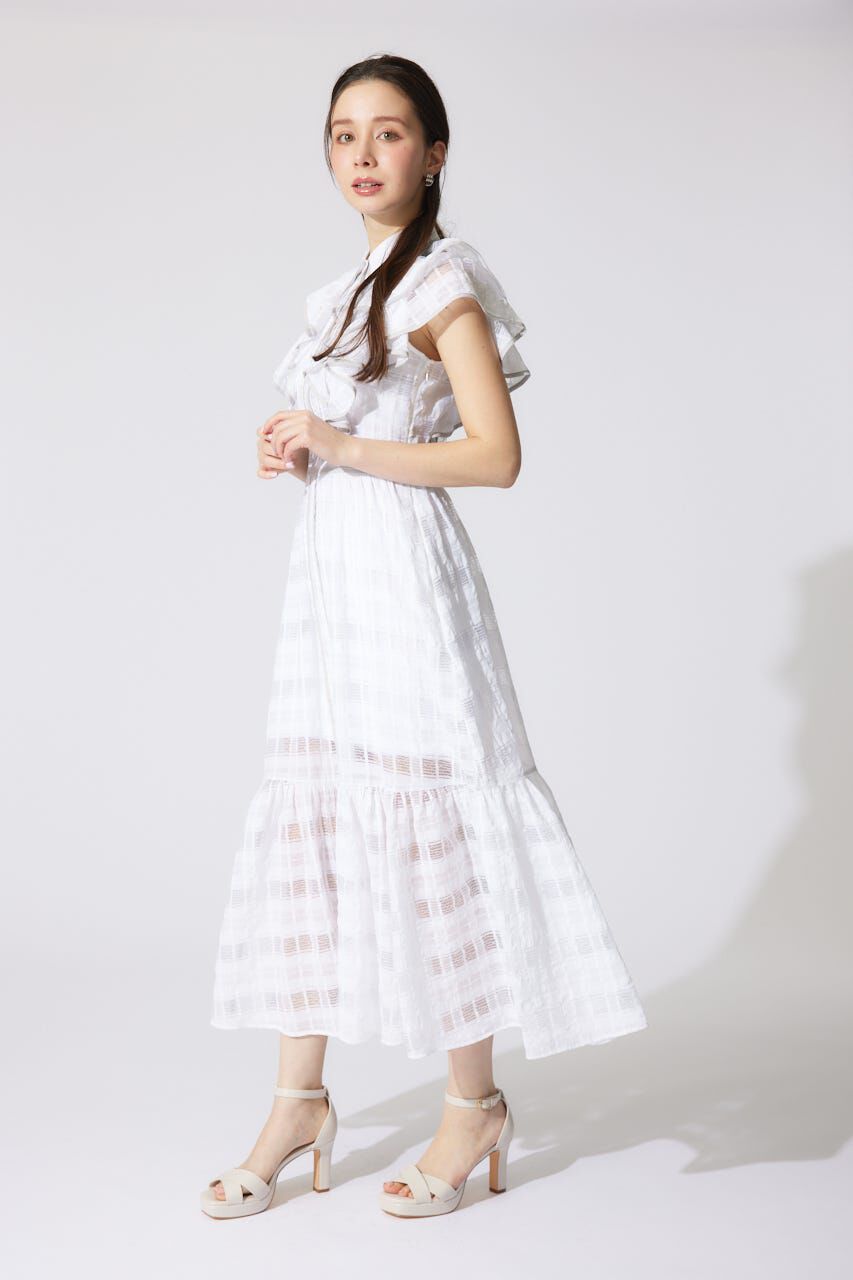 rienda「配色ロゴダブルフリルティアードワンピース」|ワンピース|