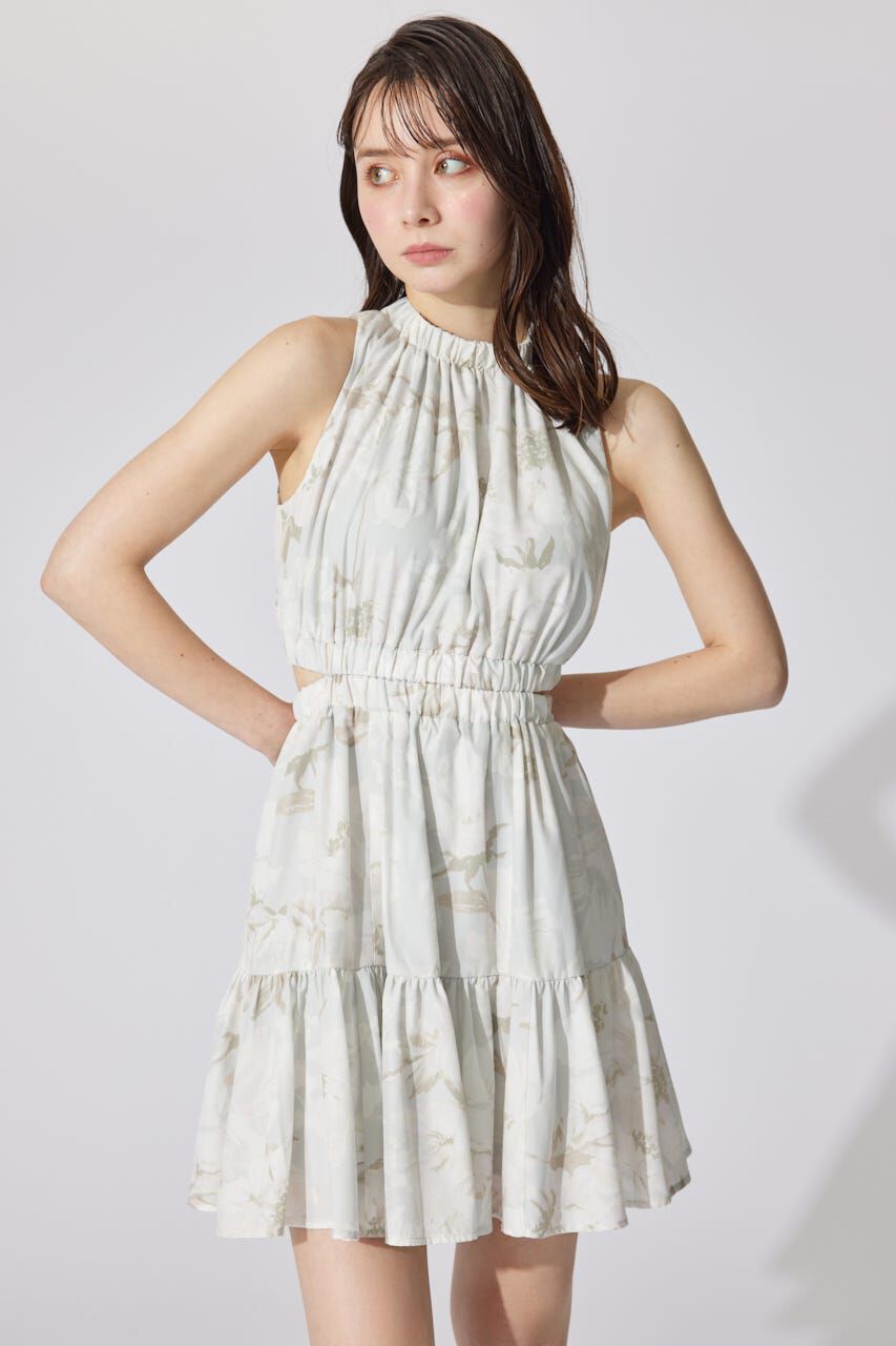 rienda「ホルターネックギャザーミニフレアワンピース」|ワンピース|